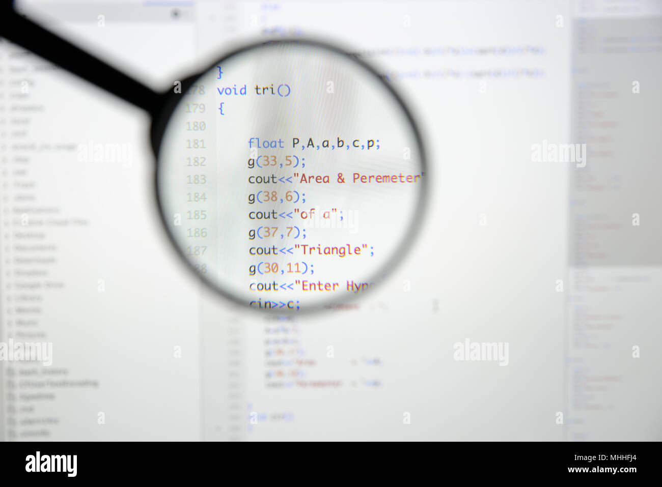 Real c / c++ code developing screen. Programing workflow abstract ...