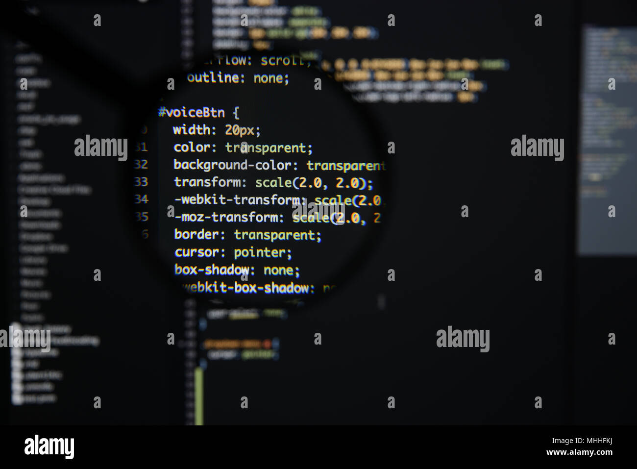 Real css code developing screen. Programing workflow abstract algorithm ...