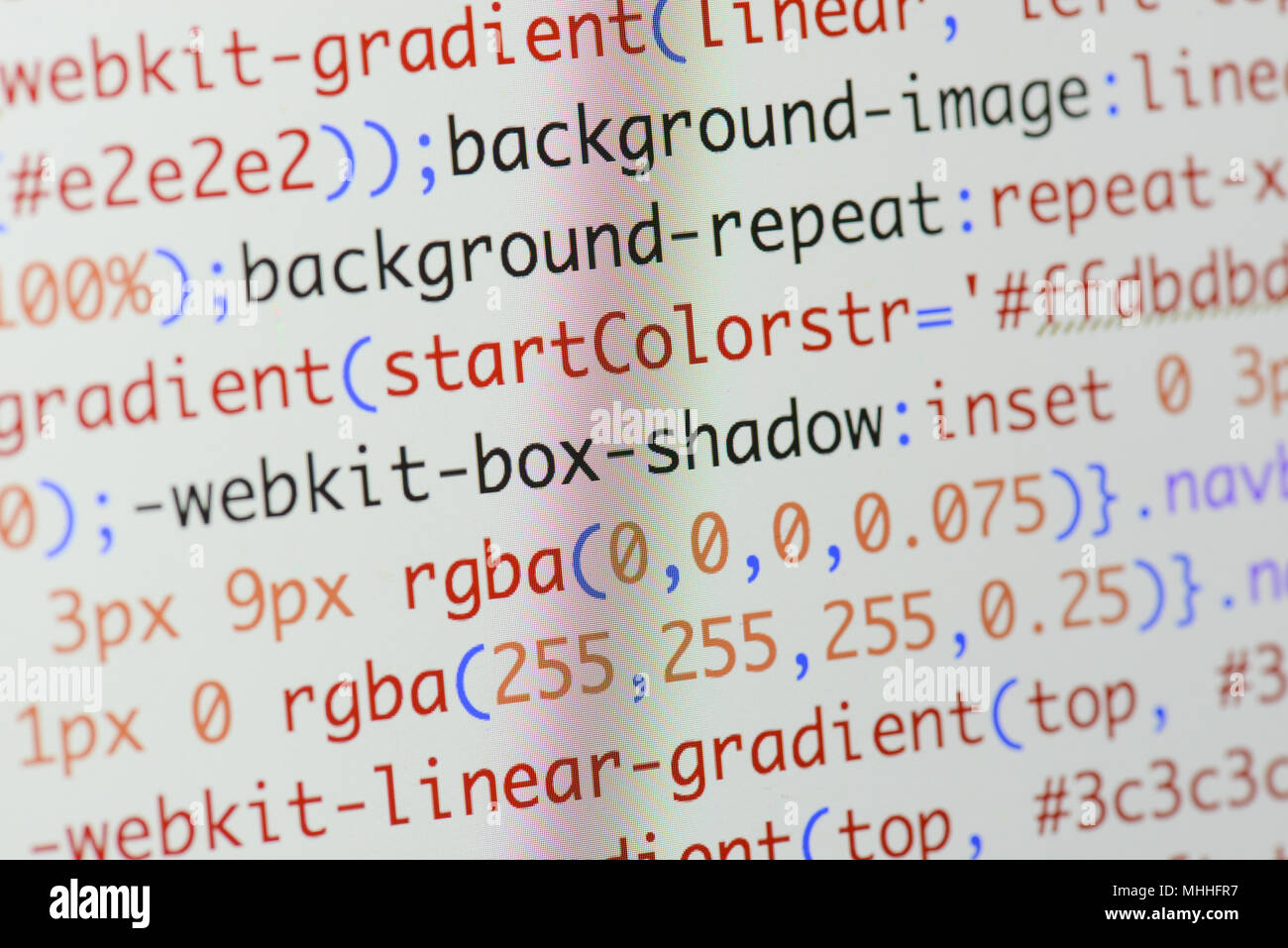 Real css code developing screen. Programing workflow abstract algorithm ...