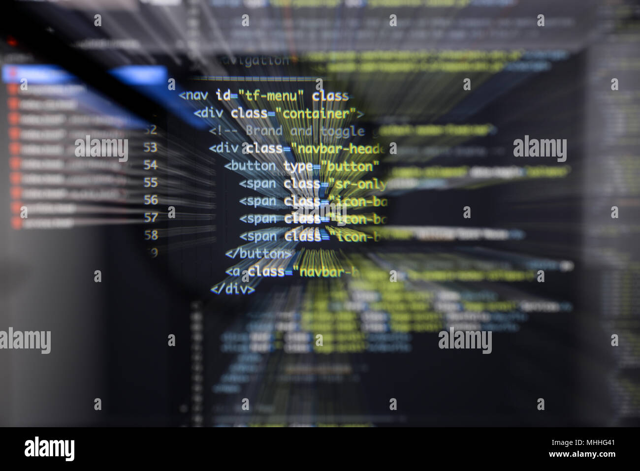 Real Html code developing screen. Programing workflow abstract ...