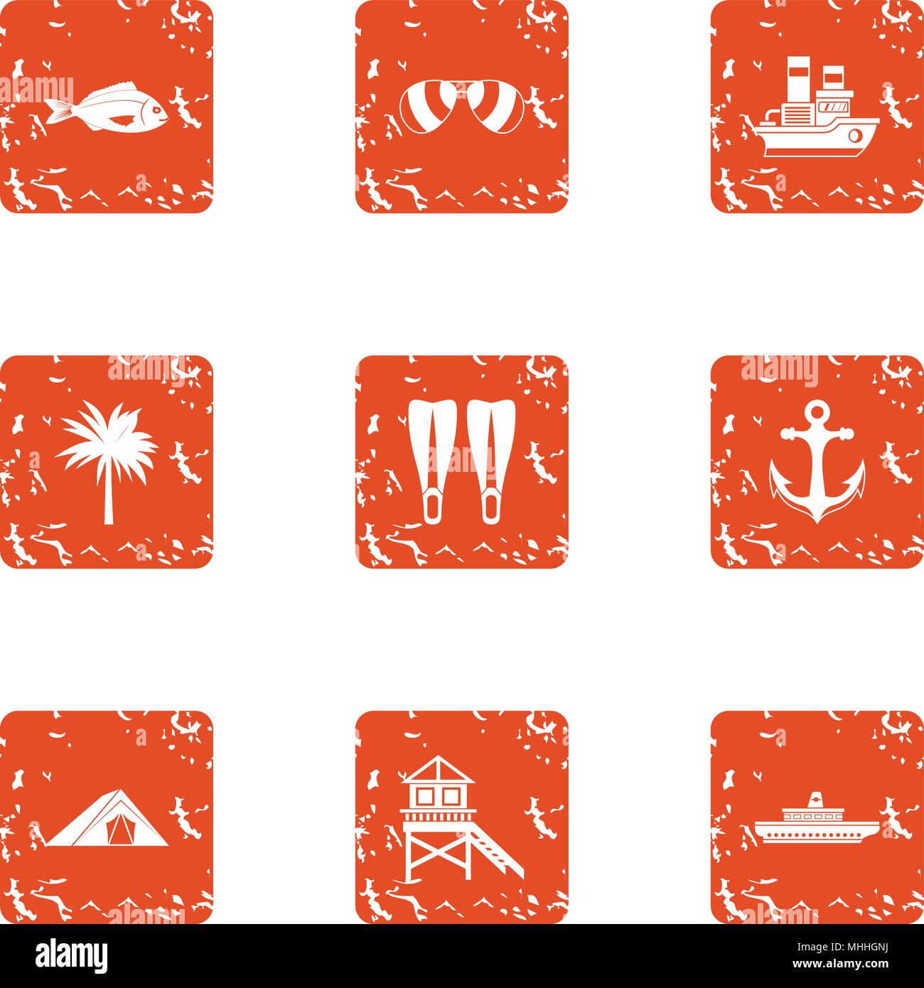 Travel card icons set, grunge style Stock Vector Image & Art - Alamy
