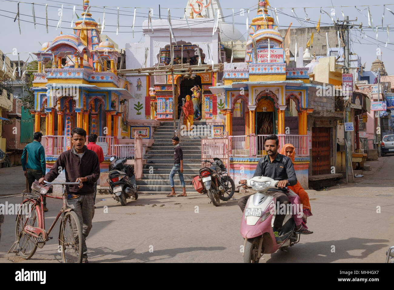 Shri Laxminath is one of the oldest temples of Bikaner. It graces the sacred sanctum of Lord Vishnu and Goddess Laxmi. Other then the beautiful idol, this temple is embellished with exquisite art-work in silver. Stock Photo