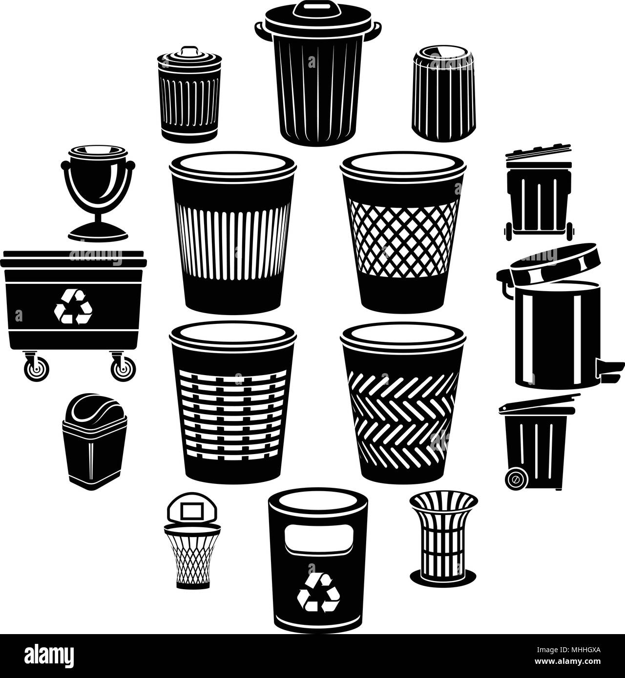 Trash can icons set, simple style Stock Vector Image & Art Alamy