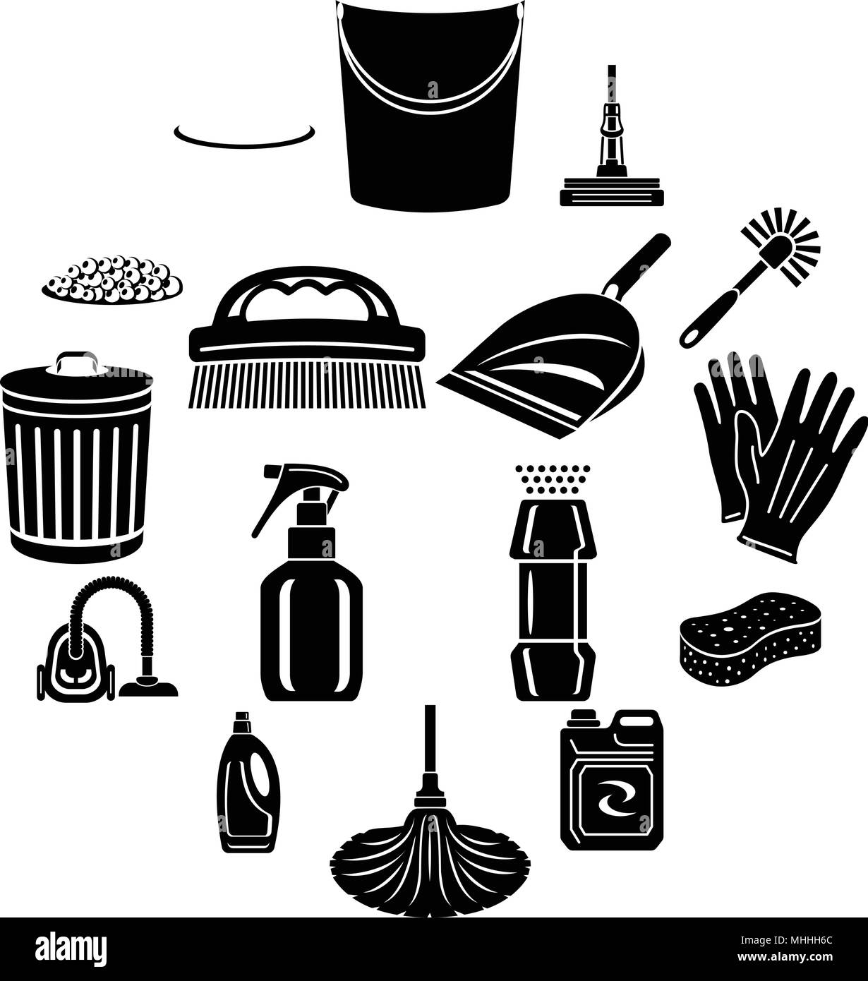 Cleaning icons set, simple style Stock Vector