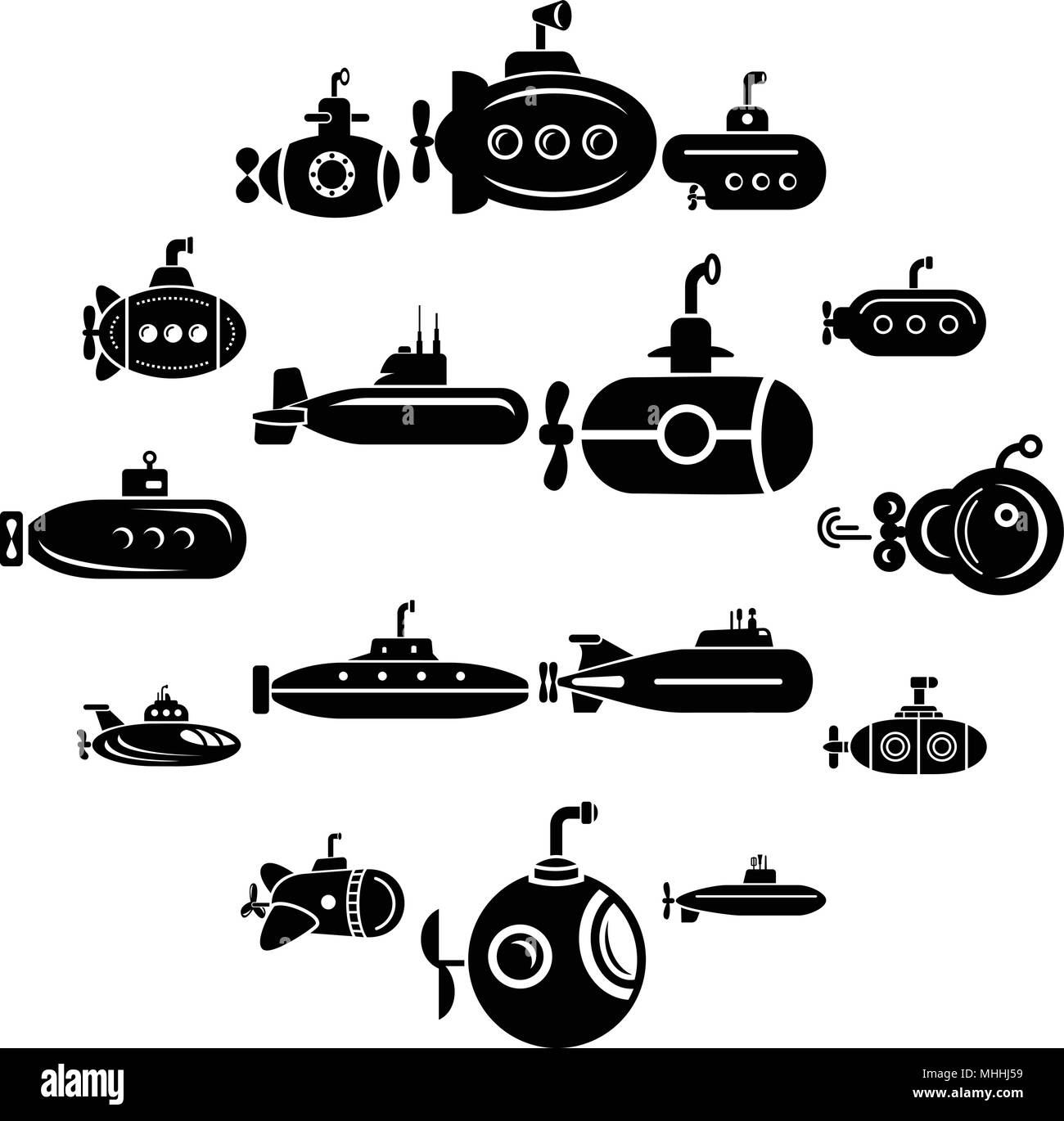 Submarine icons set, simple style Stock Vector Image & Art - Alamy
