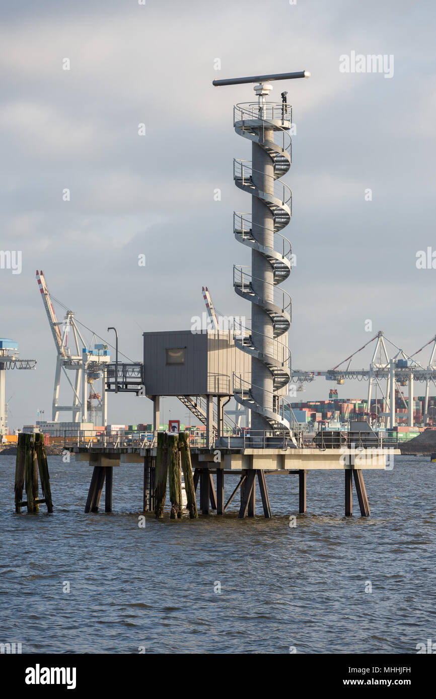 hamburg port radar control tower Stock Photo Alamy