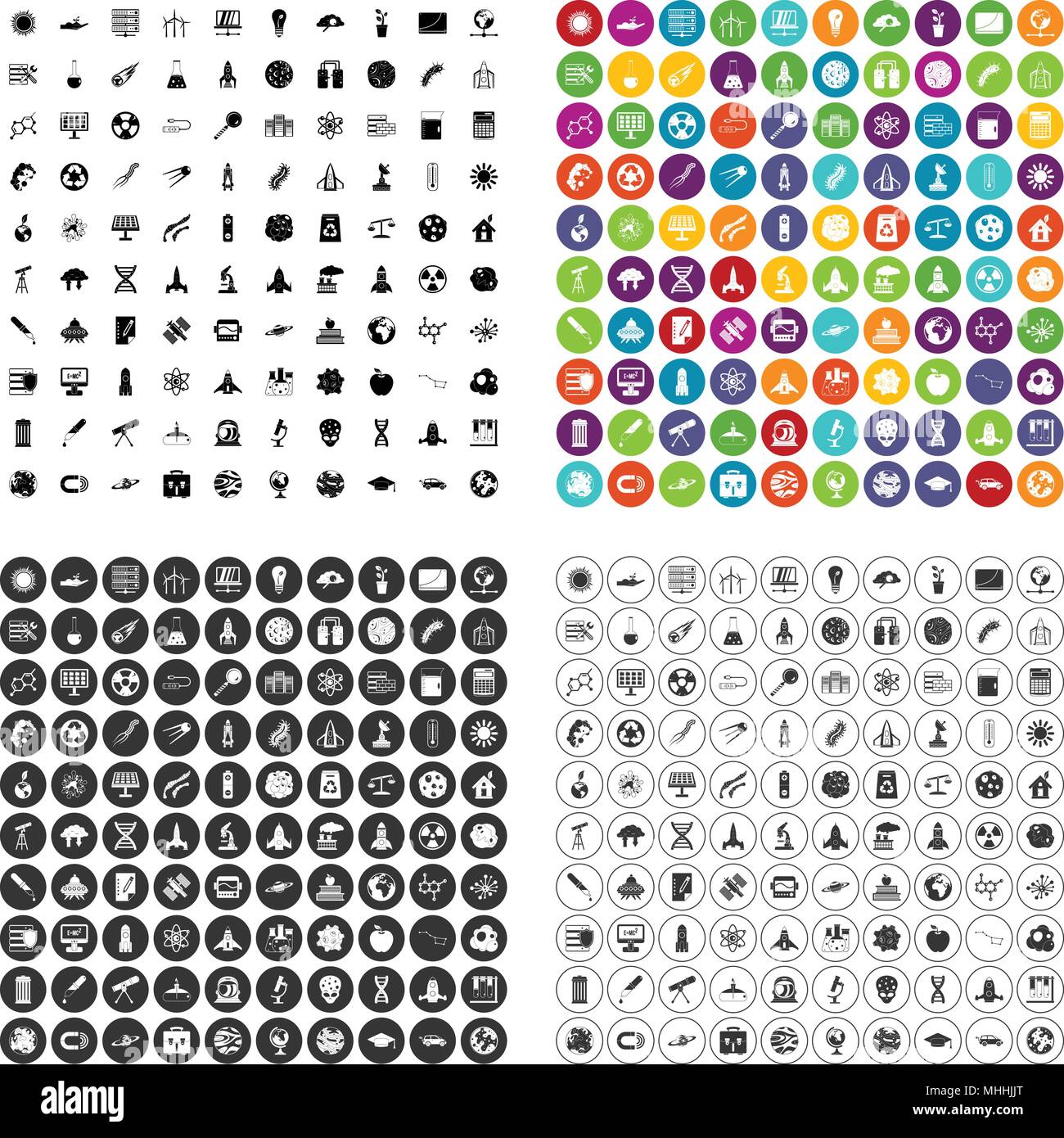 100 space icons set vector variant Stock Vector