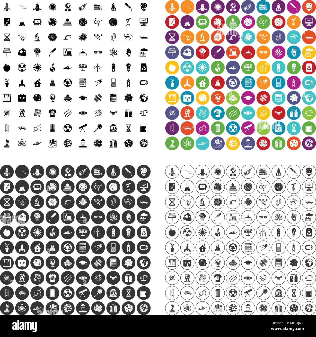 100 space technology icons set vector variant Stock Vector Image & Art ...
