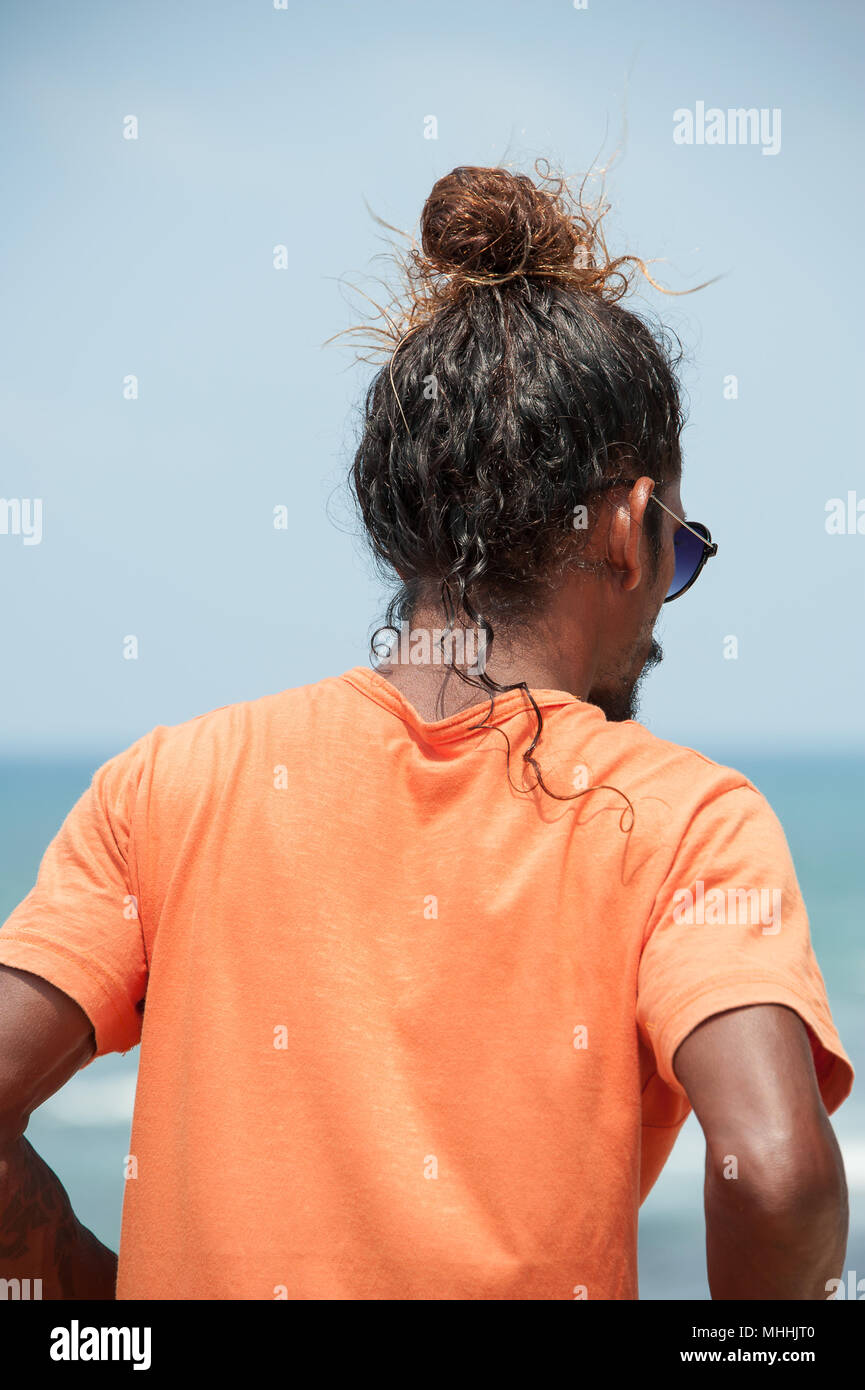 Flag Rock Galle Sri Lanka Portrait Rear View Of A Man With