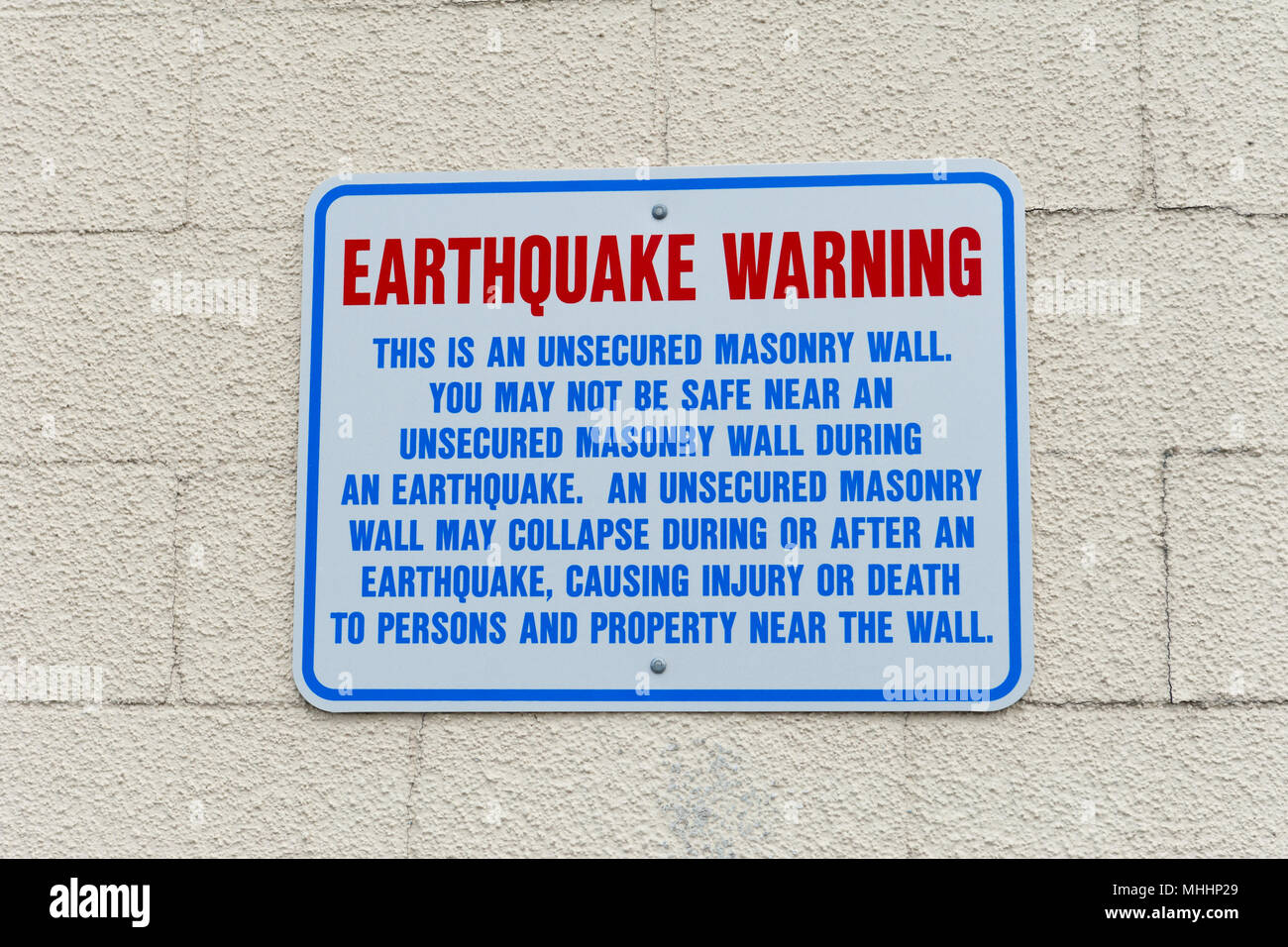 Earthquake Warning Sign Stock Photos & Earthquake Warning Sign Stock