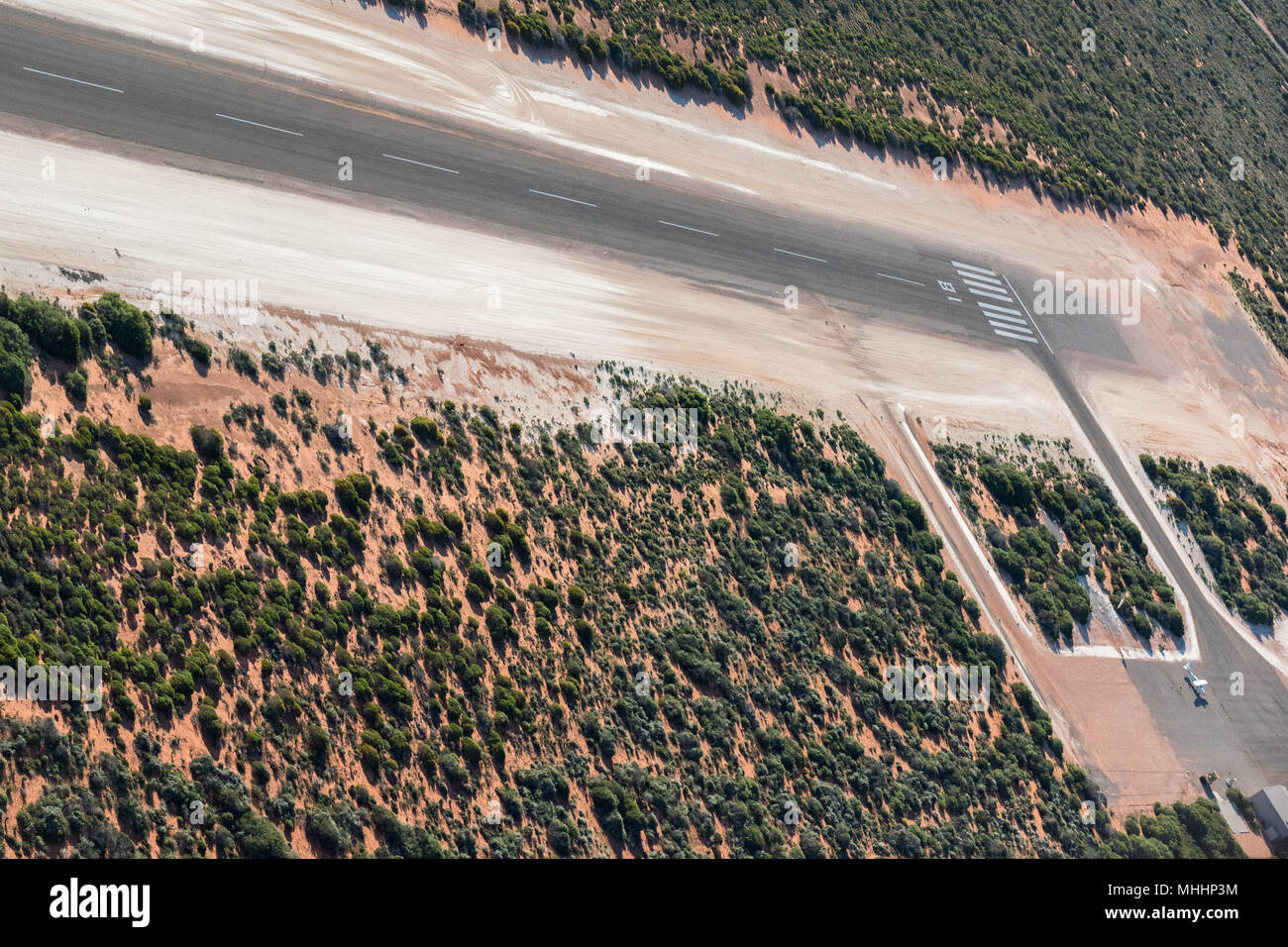 Aerial view of Shark Bay Small desert airport in Australia Stock Photo