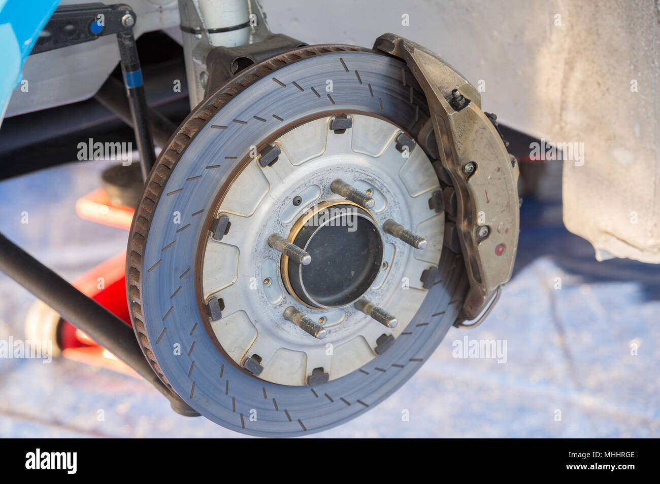 Rally race car brake system detail close up Stock Photo - Alamy