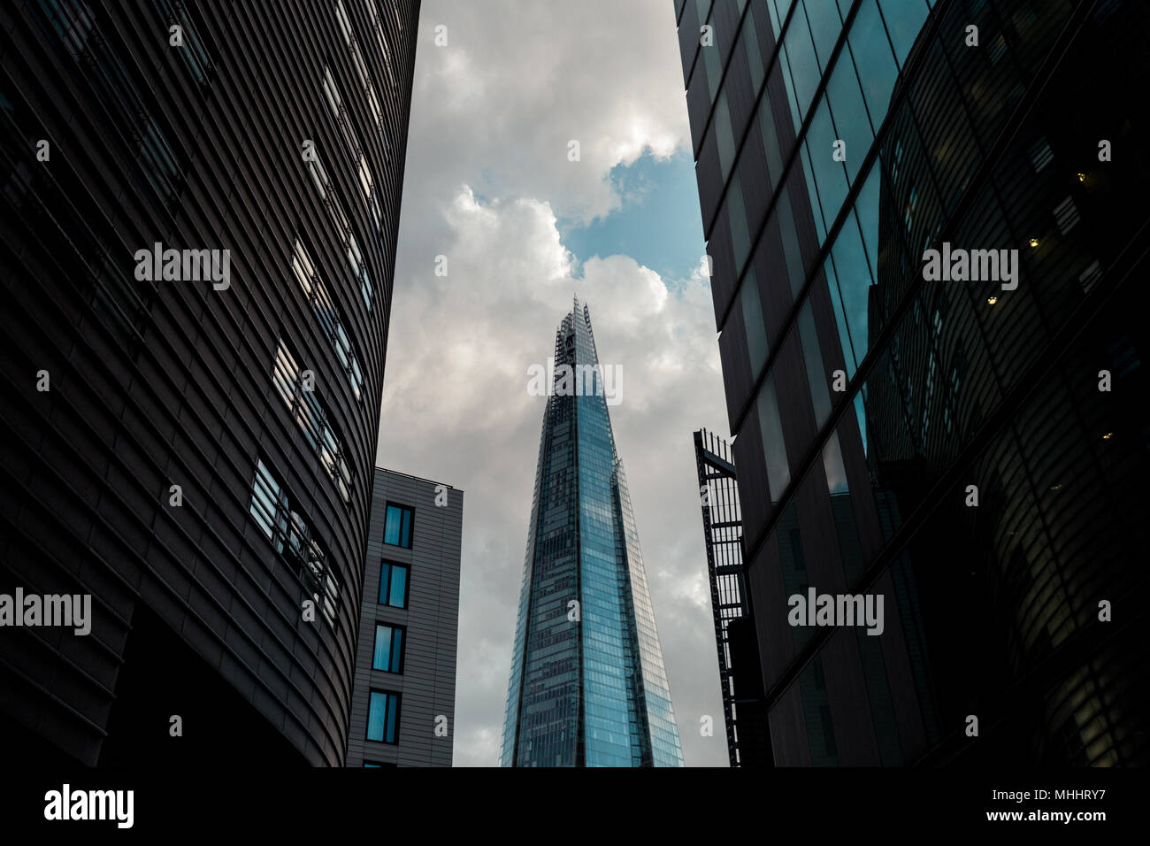 LONDON - APRIL 26, 2018: The shard skyscraper building on modern London skyline Stock Photo