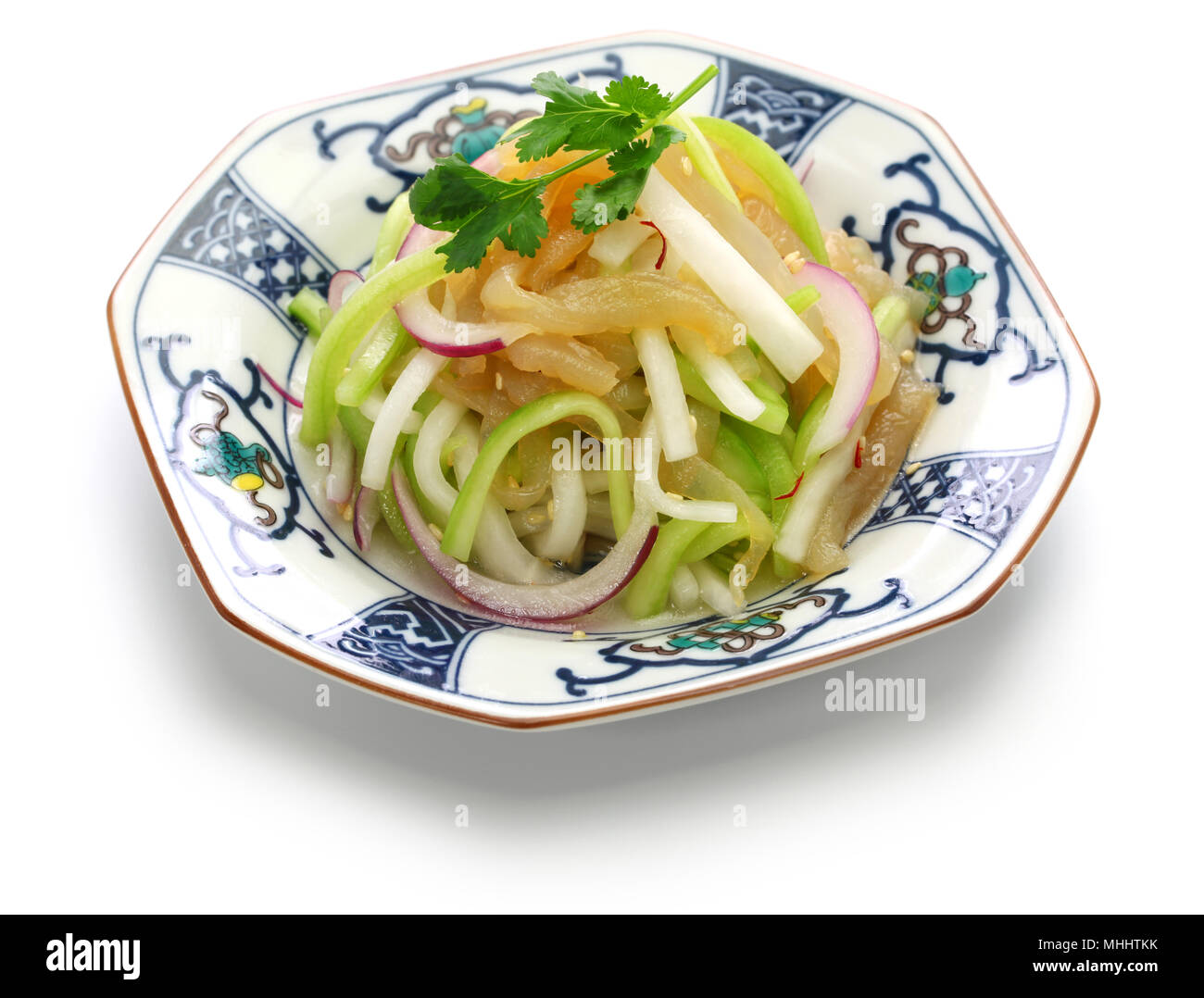 jellyfish salad, chinese cuisine, cold dish isolated on white background Stock Photo