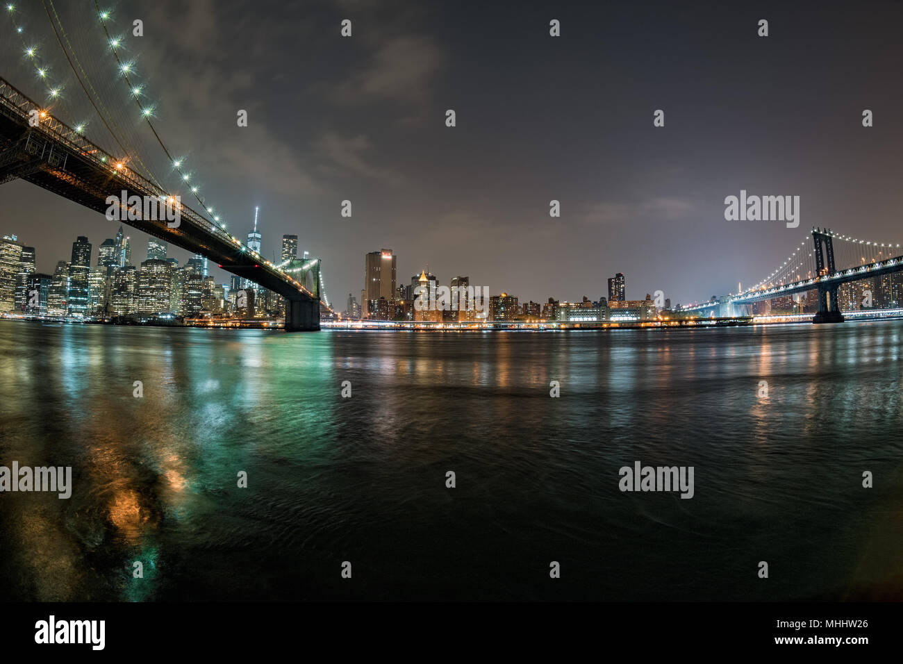 new york manhattan bridge night view from brooklyn dumbo Stock Photo ...