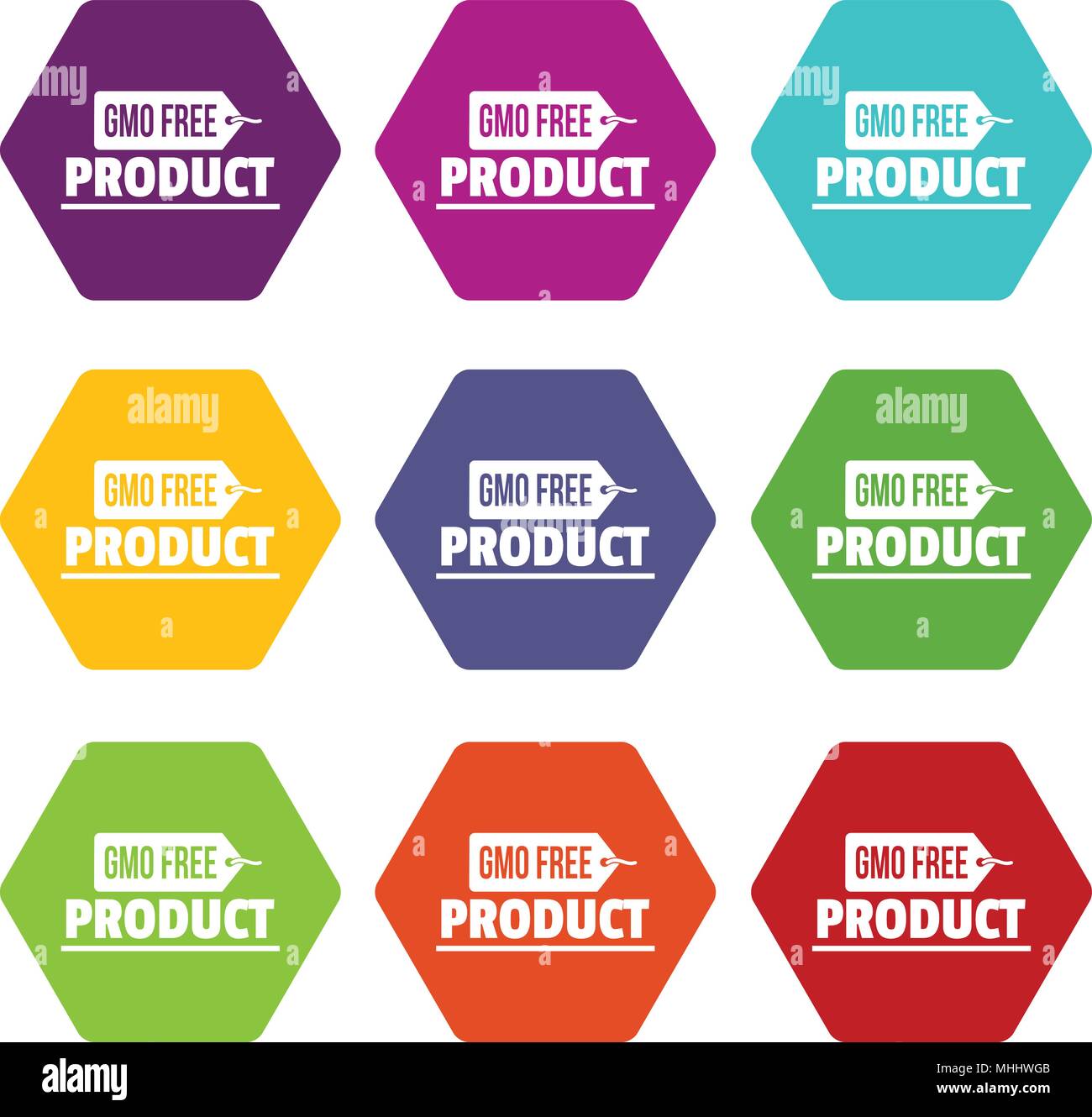 Gmo free badge icons set 9 vector Stock Vector Image & Art - Alamy