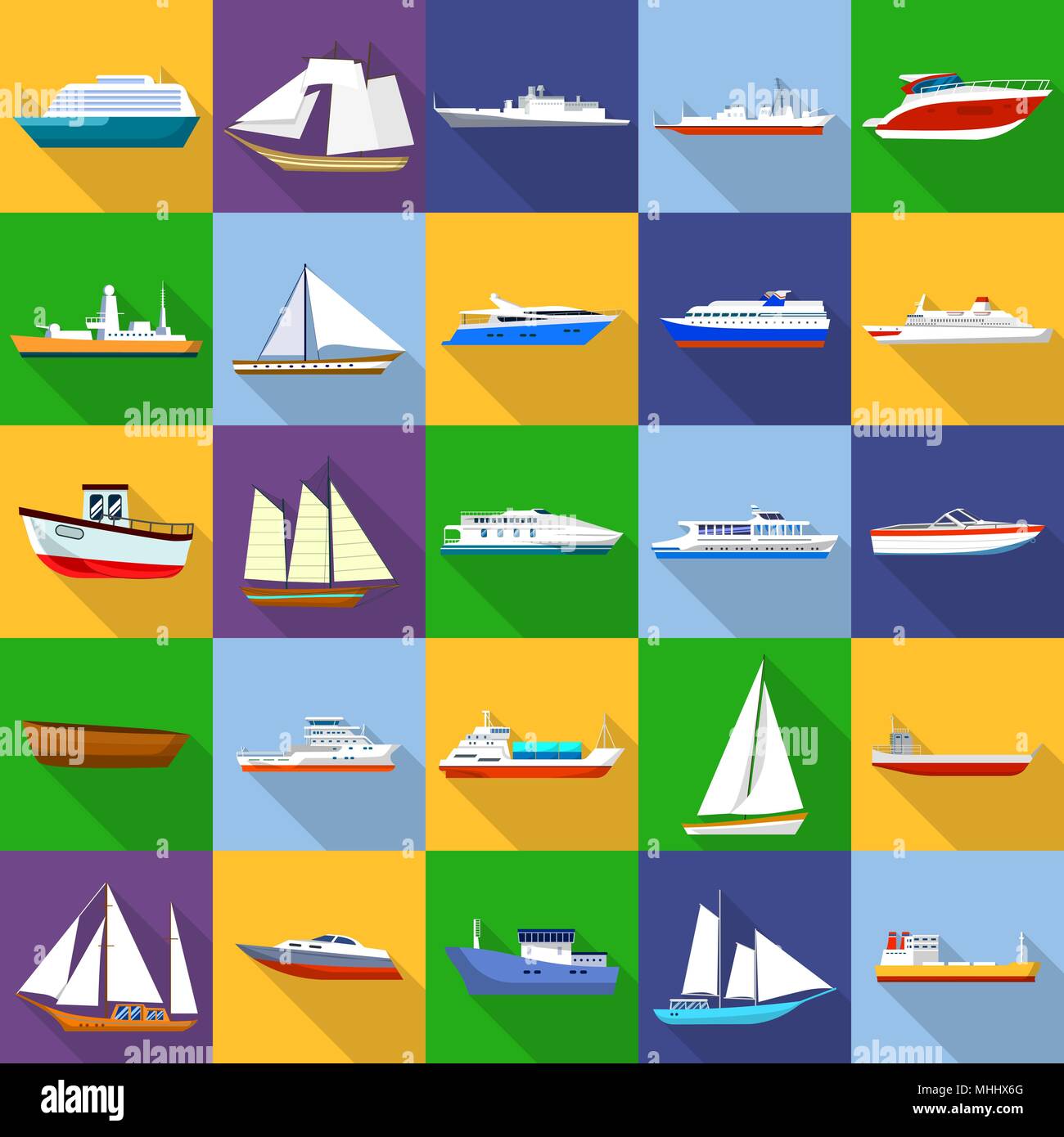 Marine vessels types icons set, flat style Stock Vector Image & Art Alamy