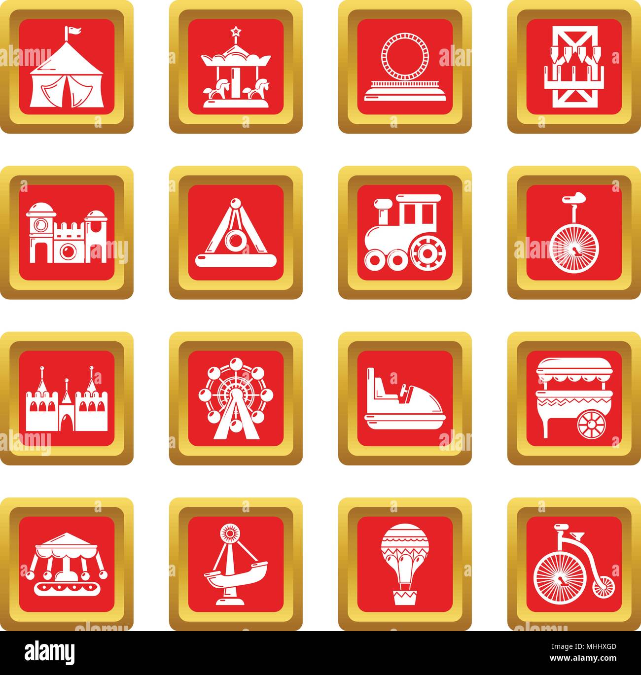 Amusement park icons set red square vector Stock Vector Image & Art - Alamy