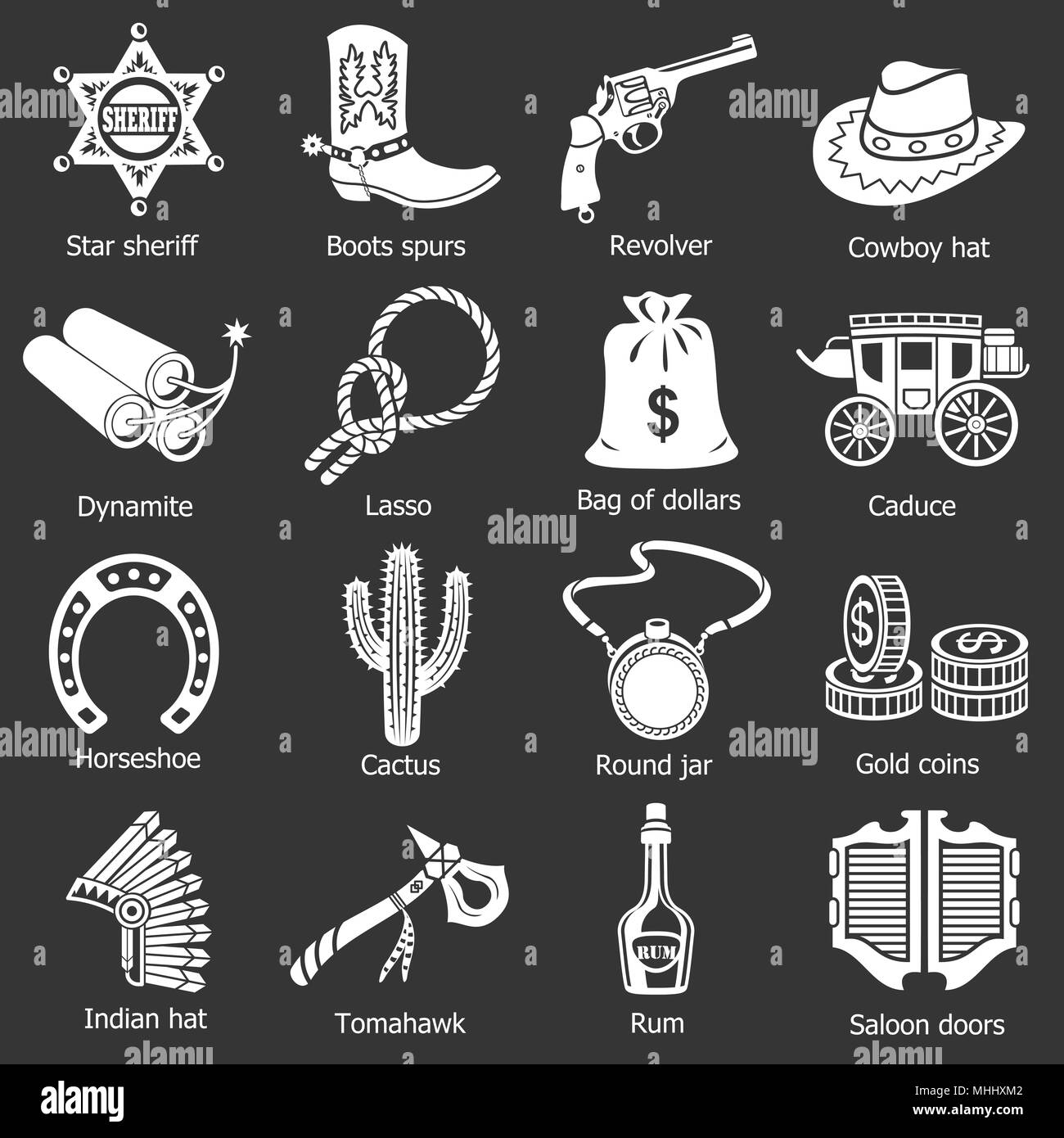 Wild west icons set grey vector Stock Vector Image & Art - Alamy