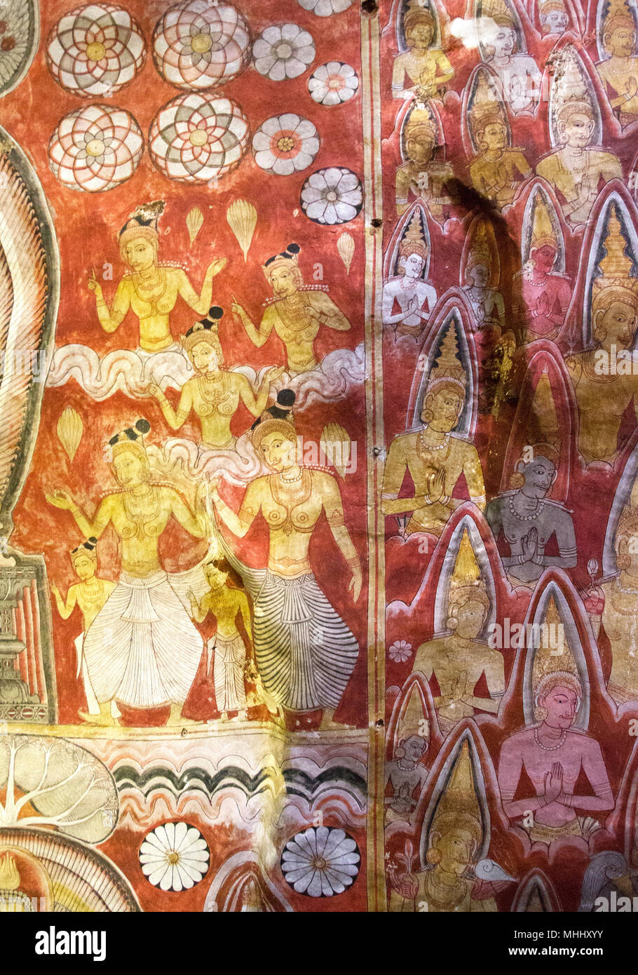 Dambulla Sri Lanka Dambulla Cave Temples - Cave II  Maharaja Viharaya Cave Paintings Stock Photo