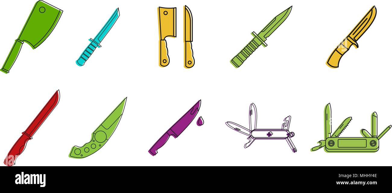 Knife icon set, color outline style Stock Vector Image & Art - Alamy