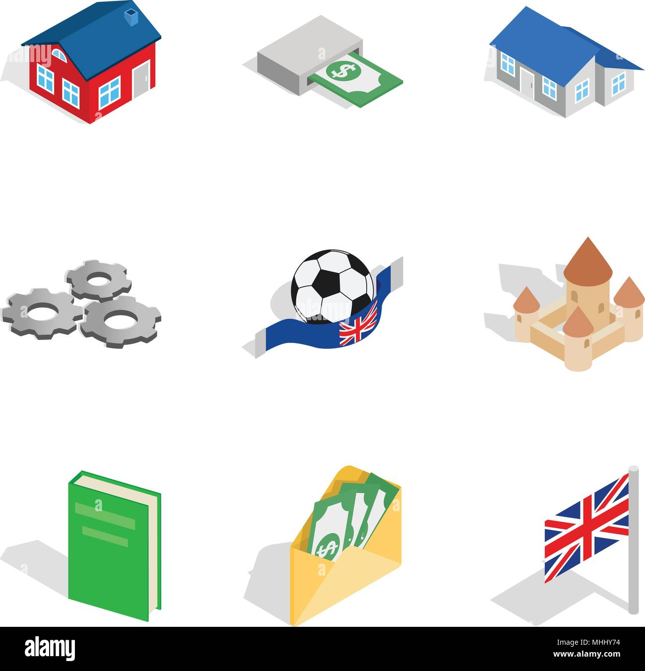 Money requirement icons set, isometric style Stock Vector