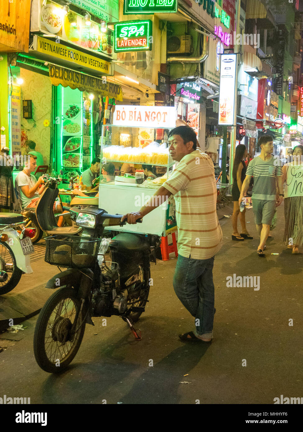 Nightlife in Bùi Viện Street, District 1 Ho Chi Minh City, Vietnam. Stock Photo