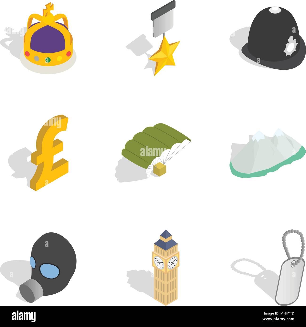 Broad money icons set, isometric style Stock Vector