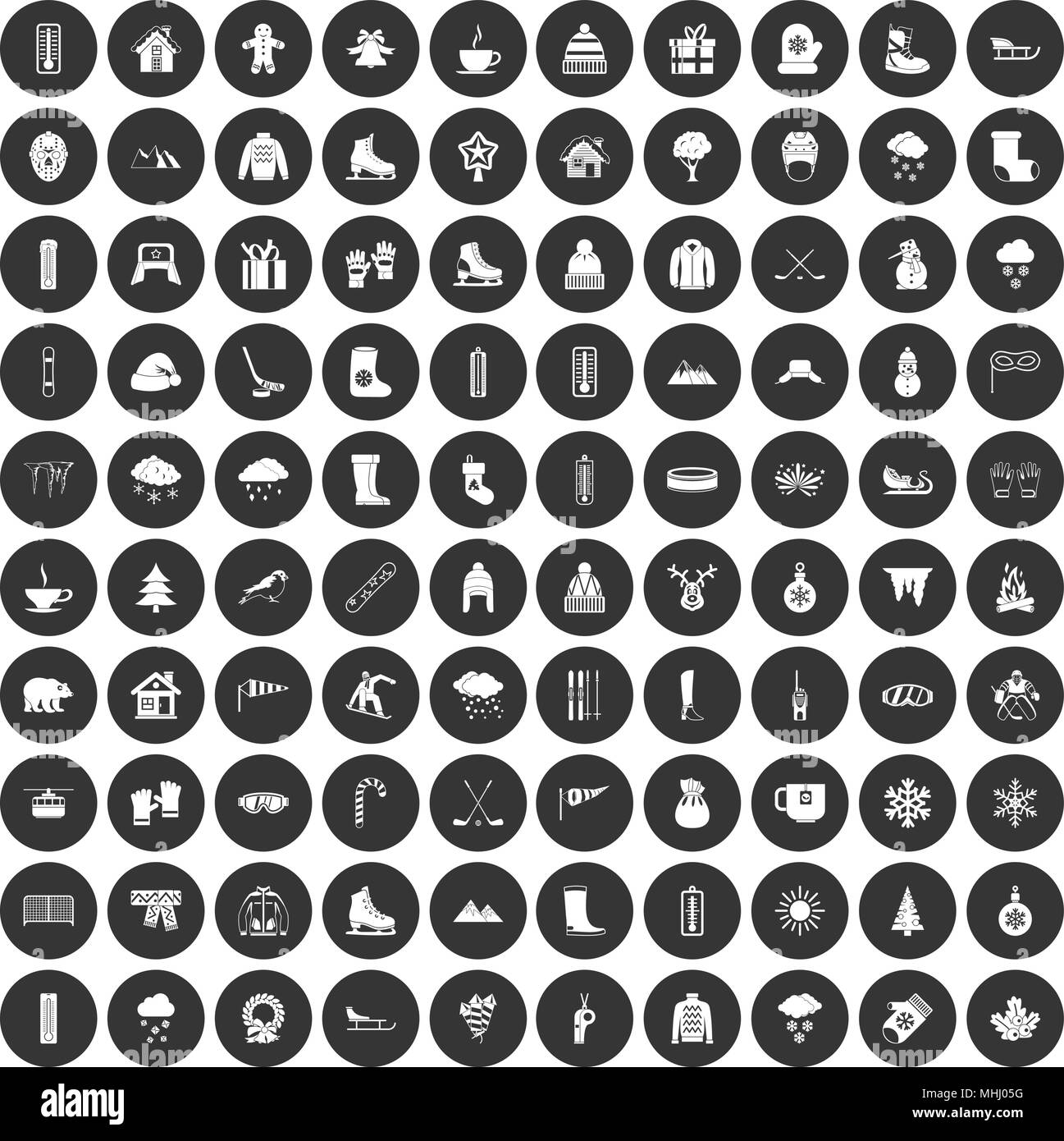 100 winter icons set black circle Stock Vector Image & Art - Alamy