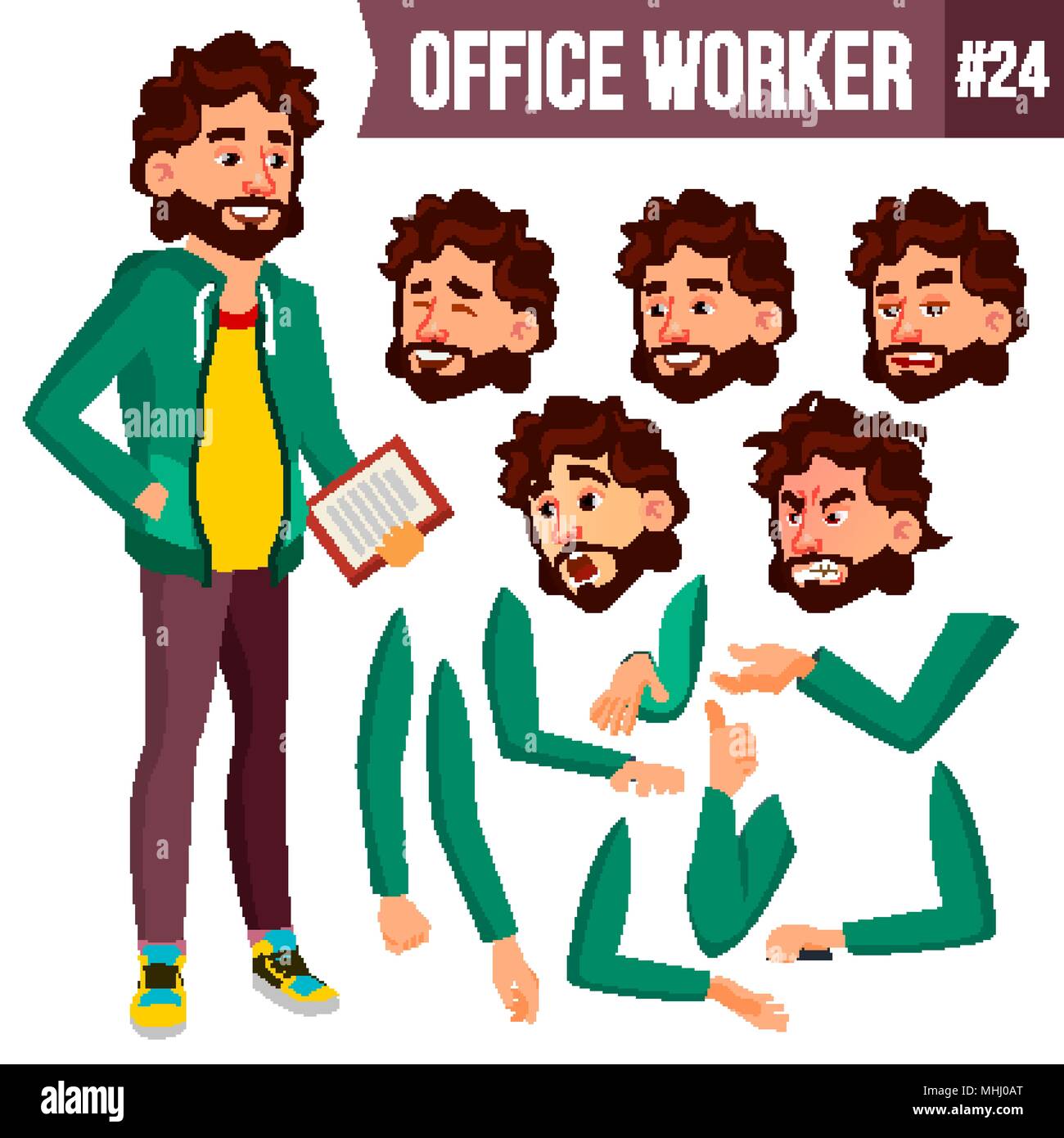 Office Worker VectorAnimation Creation SetAdult Business Male Successful Corporate Officer, Clerk, ServantIsolated Flat Character  Illustration Stock Vector Image & Art - Alamy