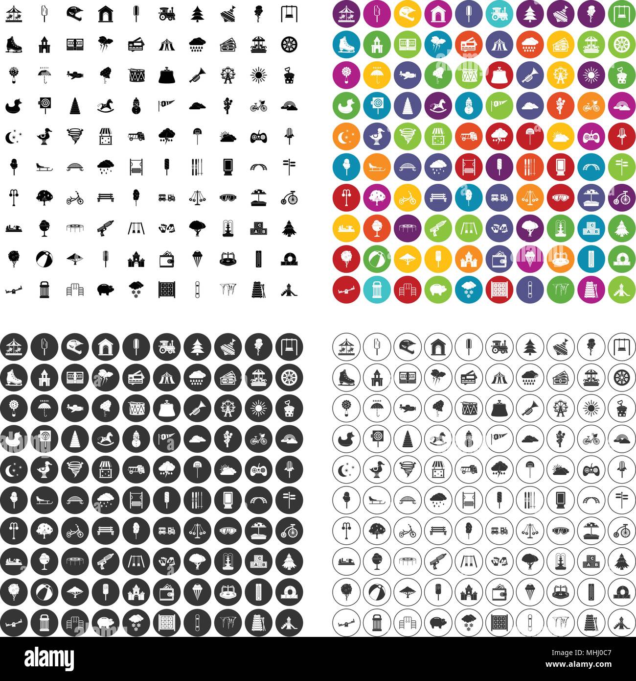 100 childrens park icons set vector variant Stock Vector Image & Art ...