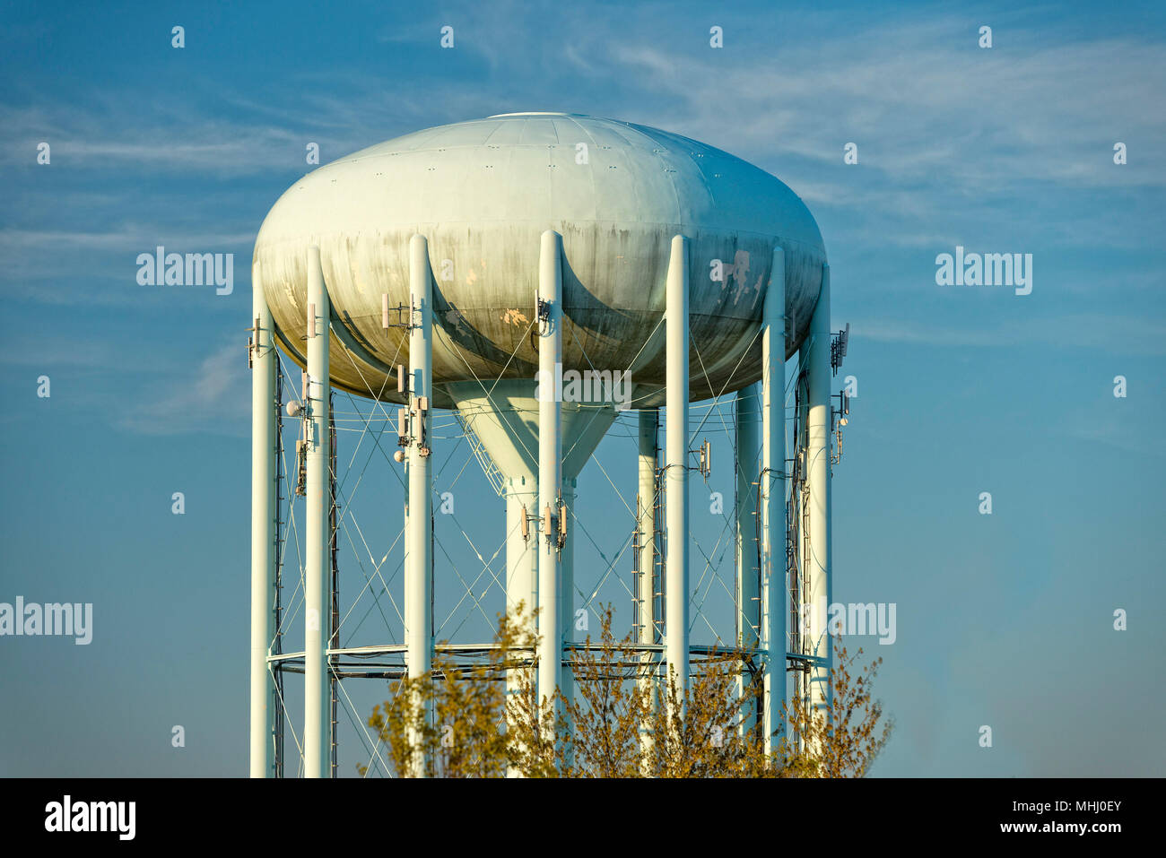 A water tower in the deep blue sky Stock Photo - Alamy