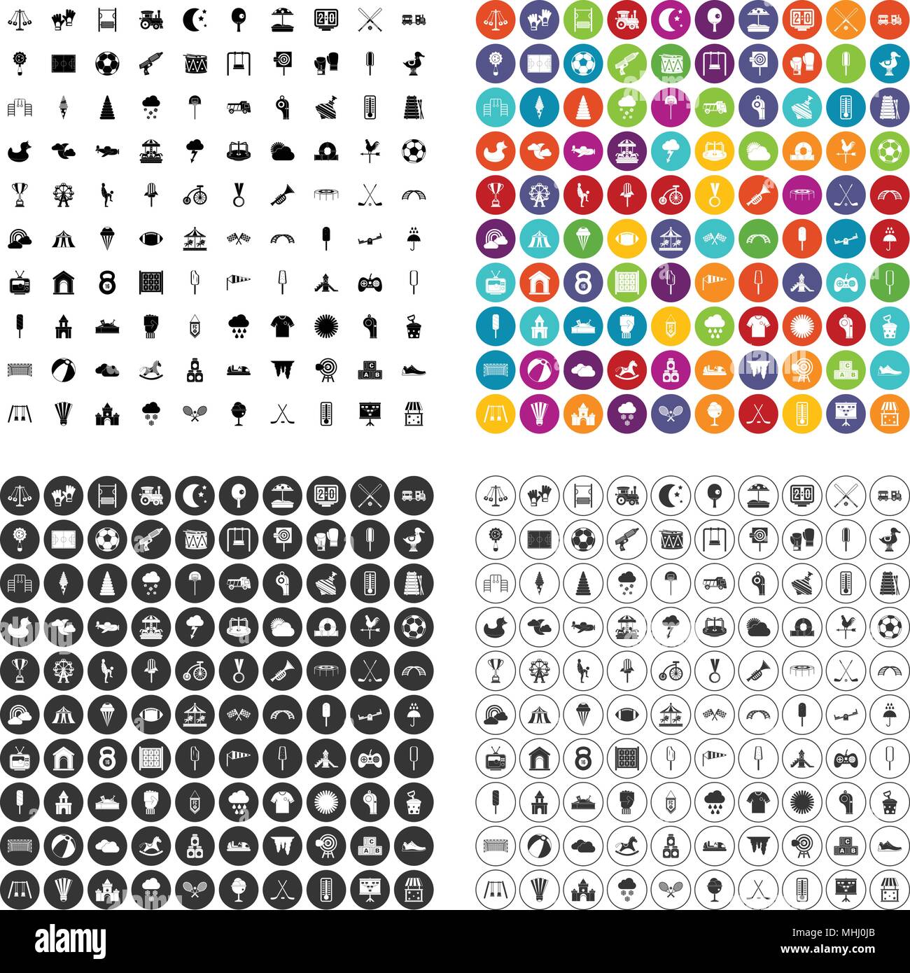 100 childrens playground icons set vector variant Stock Vector Image ...