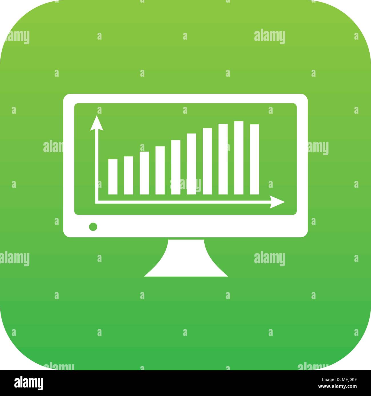 Graph on the monitor icon green vector Stock Vector Image & Art - Alamy
