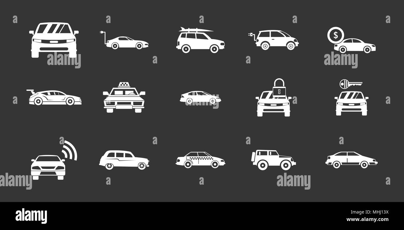 Car icon set grey vector Stock Vector