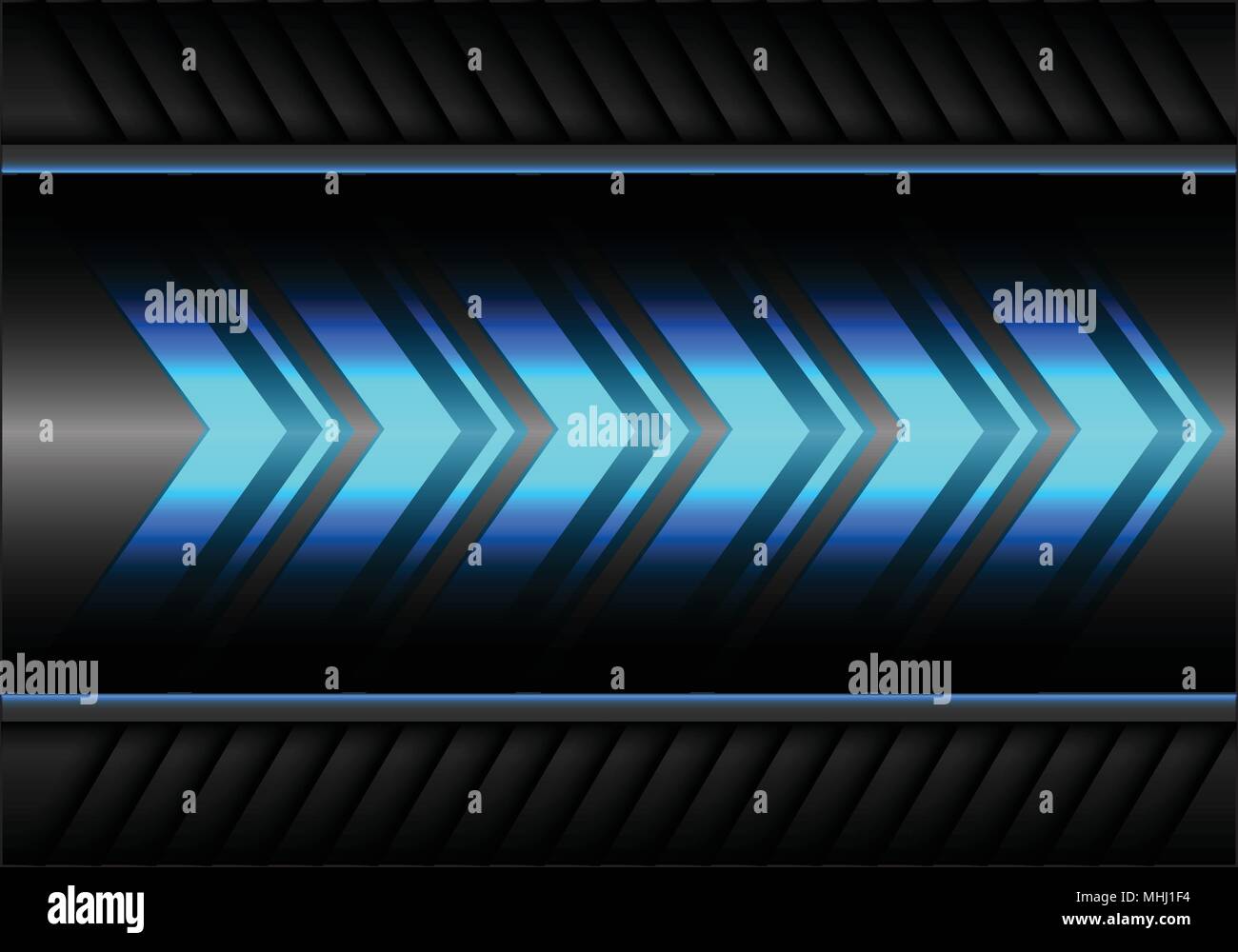 Abstract blue arrow light power speed on gray metal design modern futuristic background vector illustration. Stock Vector