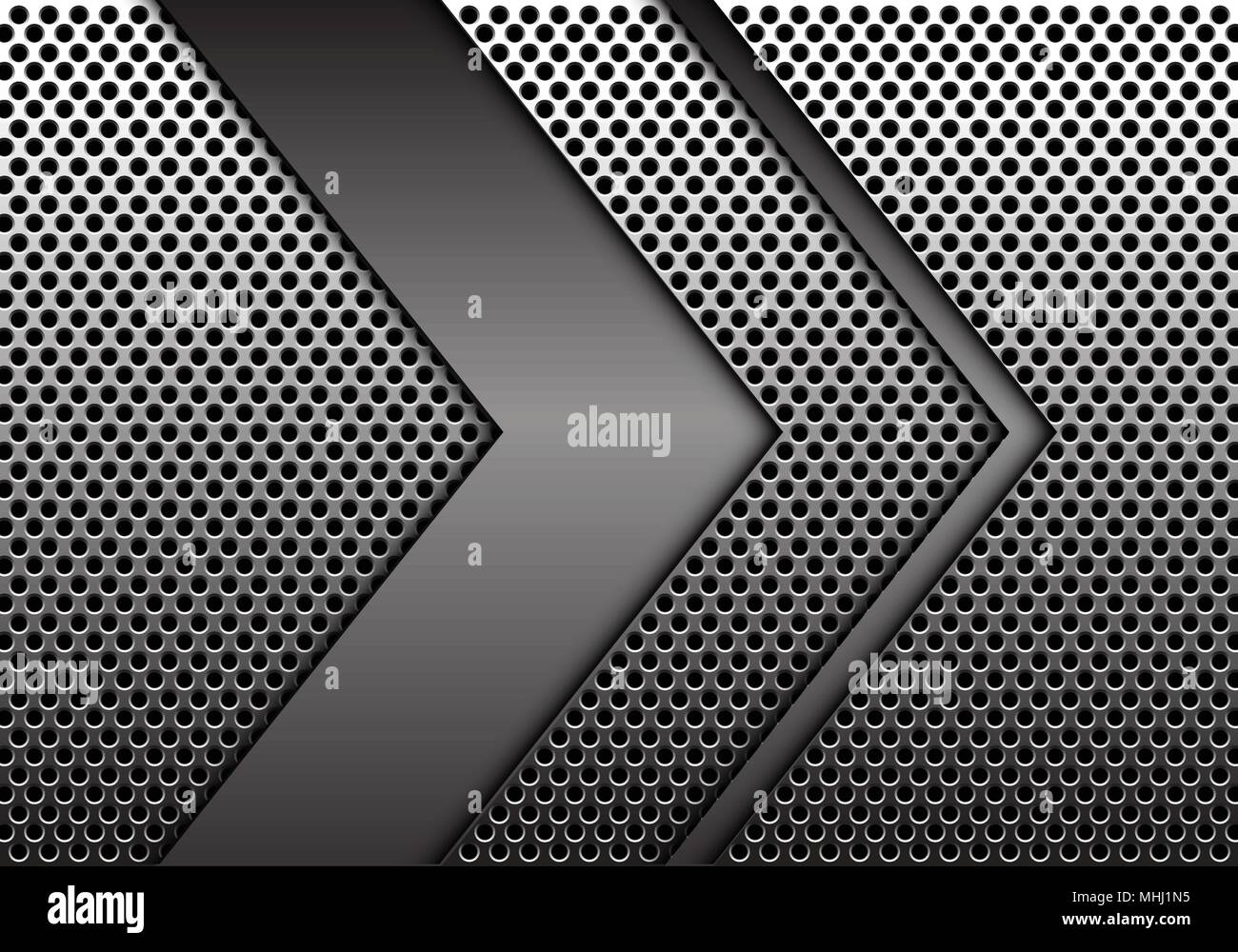 Abstract gray arrow on metal circle mesh design modern futuristic background texture vector illustration. Stock Vector