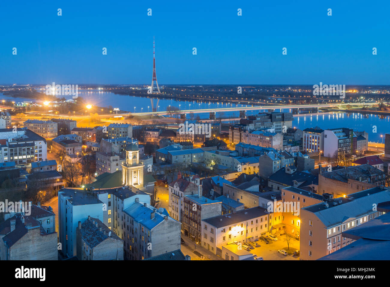 Modern Riga Aerial evening view riga latvia hi-res stock photography and images - Alamy