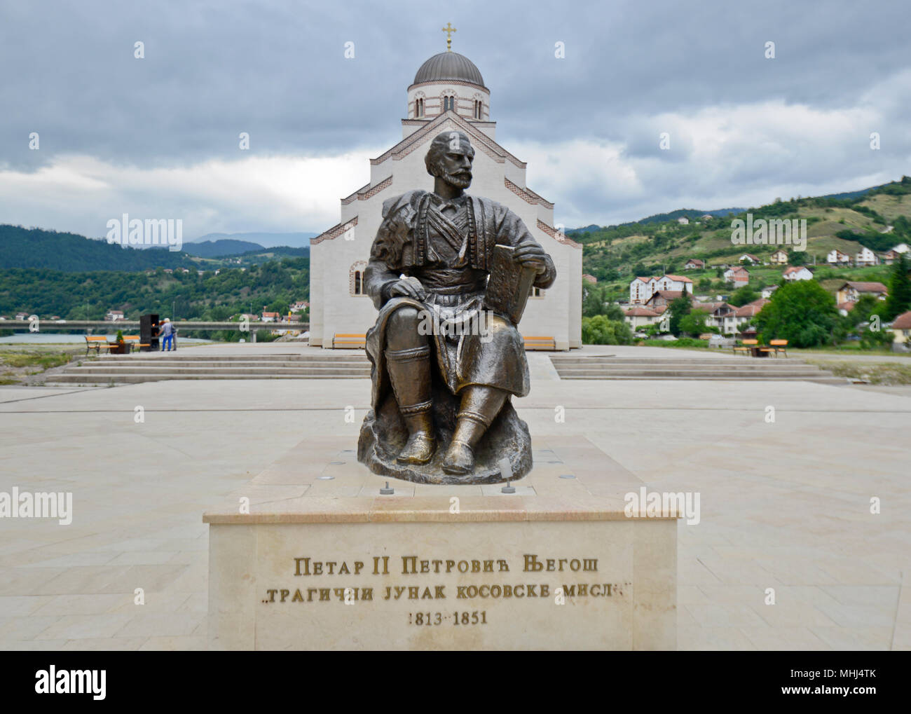 Petar II Petrović-Njegoš monument in Andricgrad, Visegrad, Bosnia & Herzegovina Stock Photo
