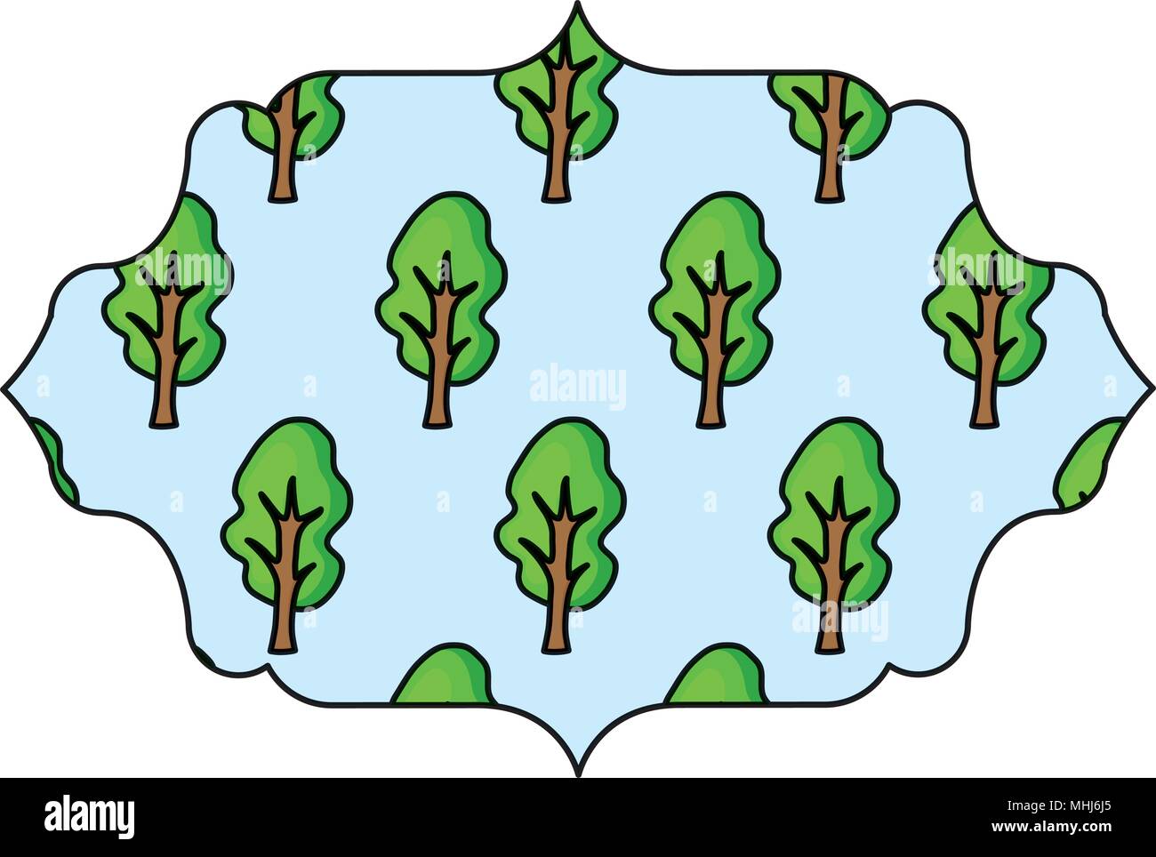 arabic frame with trees design over white background, vector ...