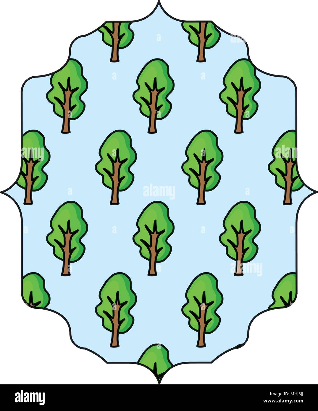 arabic frame with trees design over white background, vector ...