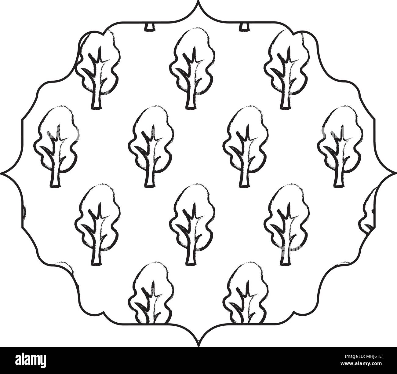 arabic frame with trees design over white background, sketch design ...
