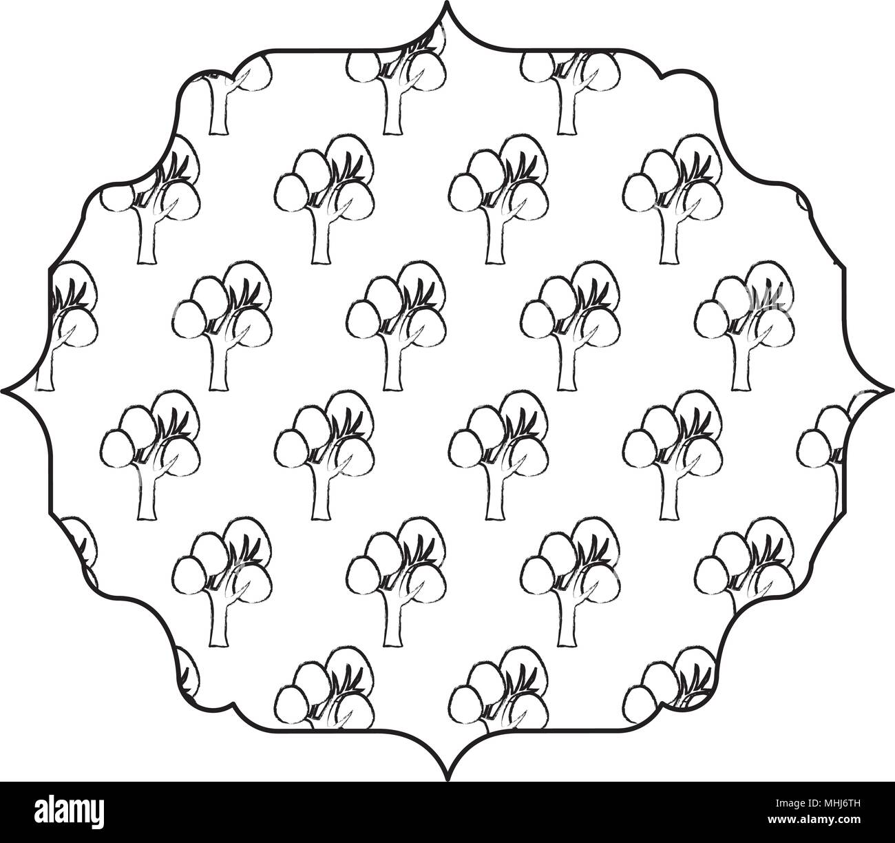 arabic frame with trees design over white background, vector ...