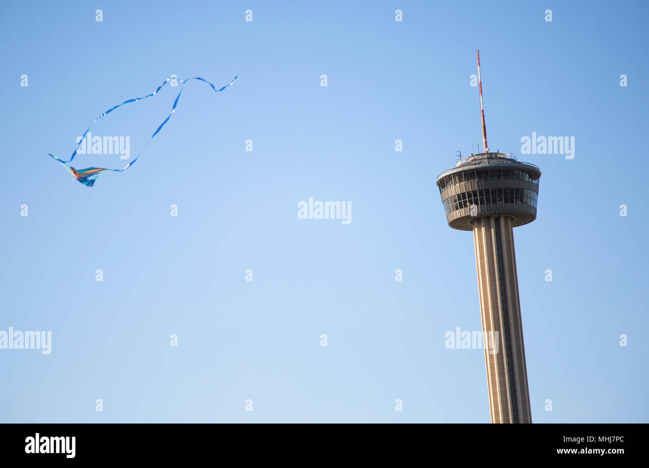Tower of the Americas, located in the Hemisfair district on the southeastern portion of Downtown, San Antonio, Texas USA Stock Photo