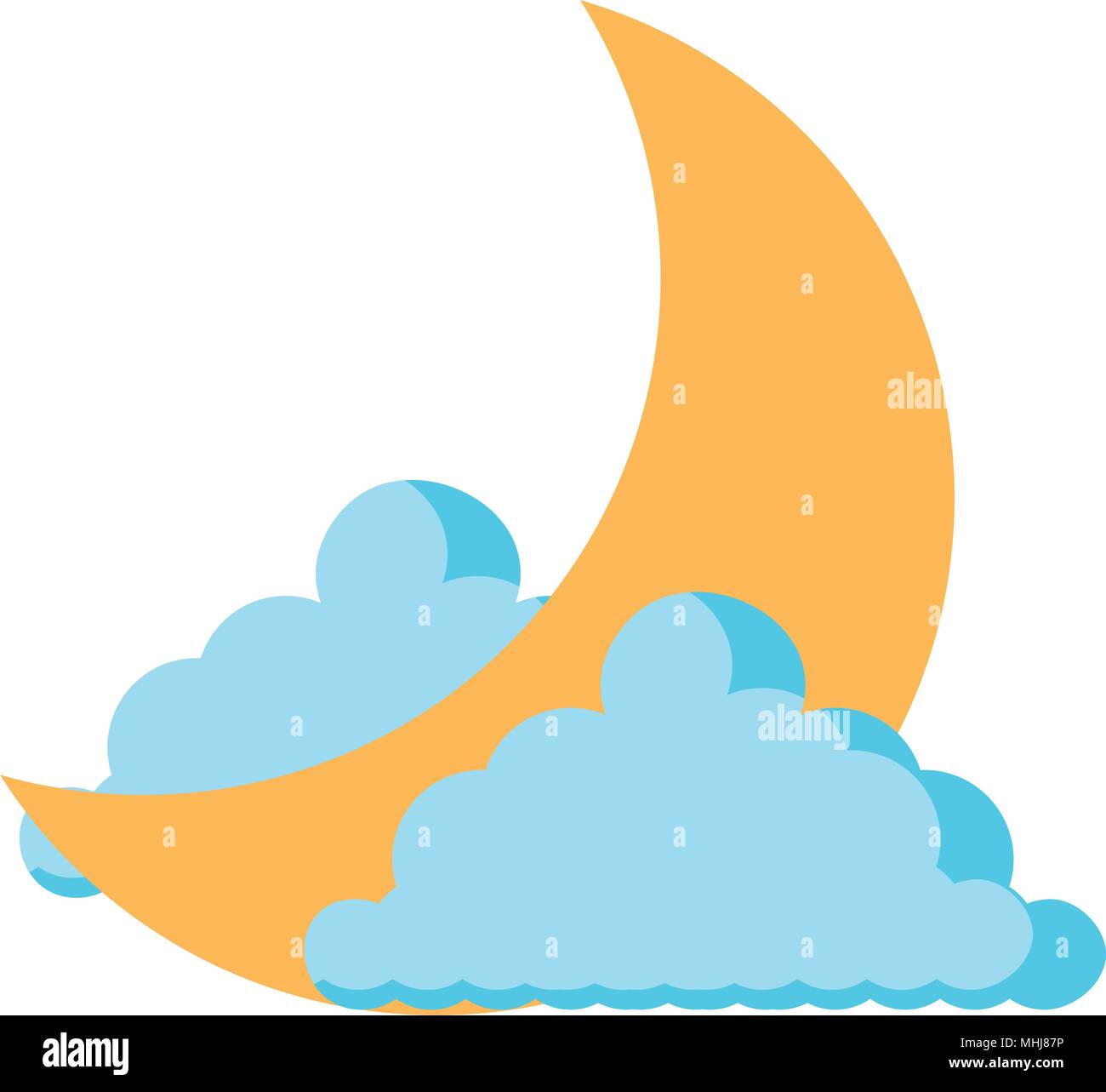 moon and clouds over white background, colorful design. vector illustration Stock Vector