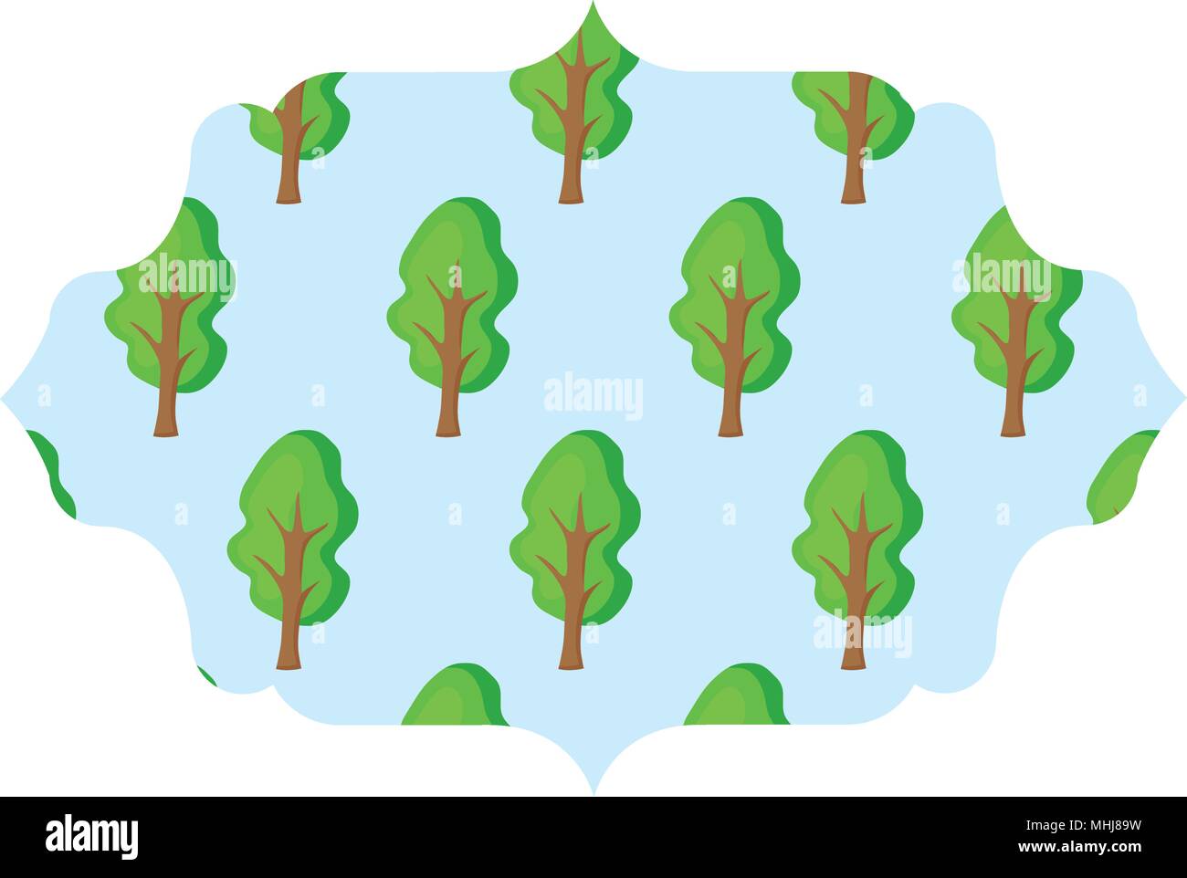 arabic frame with trees design over white background, vector ...