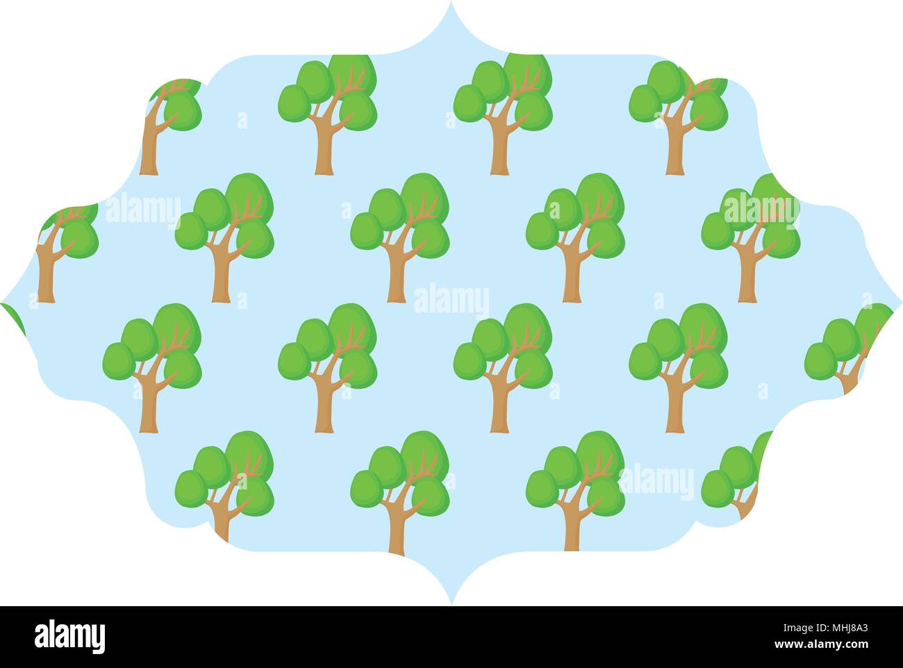 arabic frame with trees design over white background, vector ...