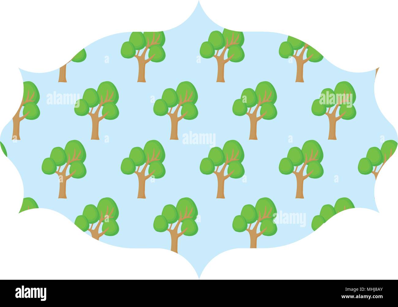 arabic frame with trees design over white background, vector ...