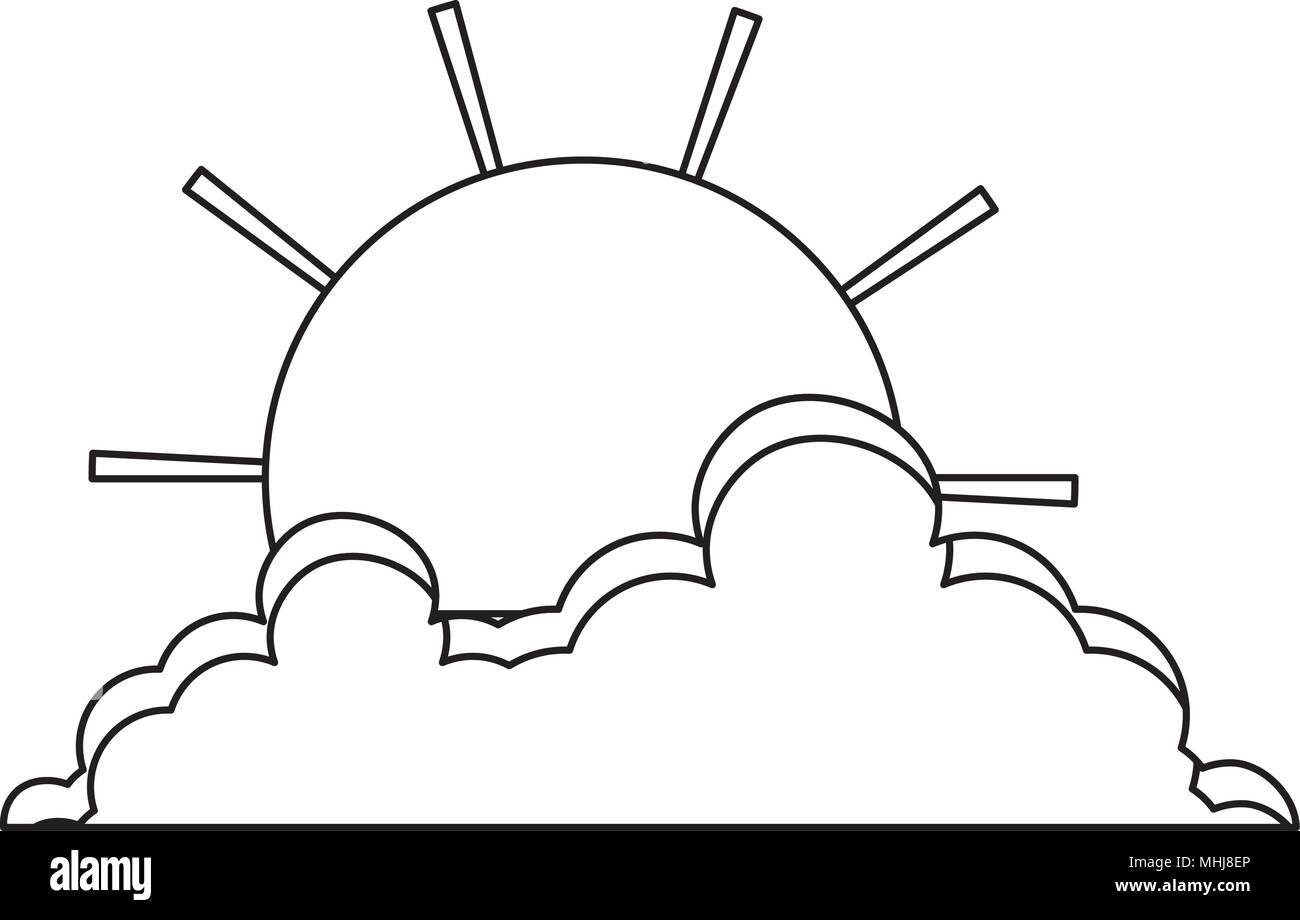 sun and cloud icon over white background, vector illustration Stock ...