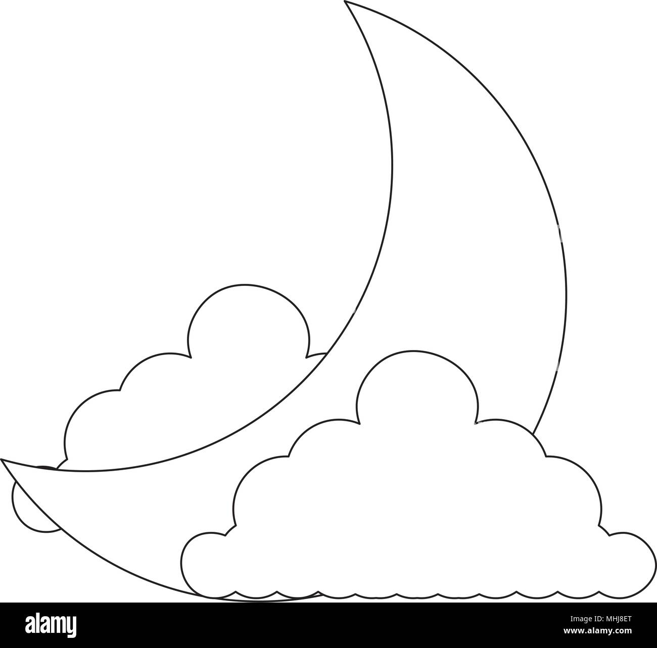 moon and clouds over white background, vector illustration Stock Vector ...